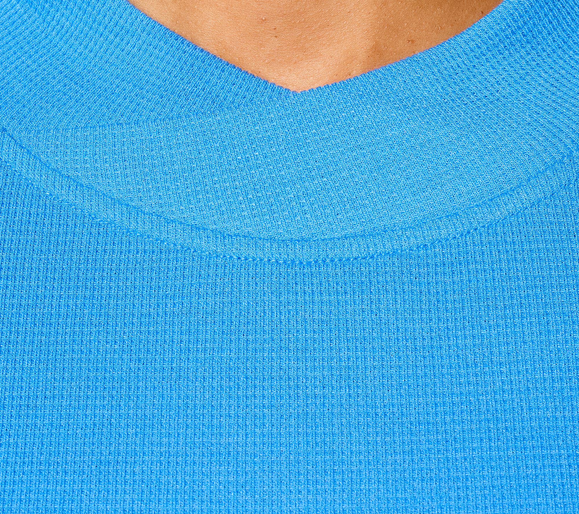 Denim & Co. Essentials Waffle Knit Crossover Neck Top