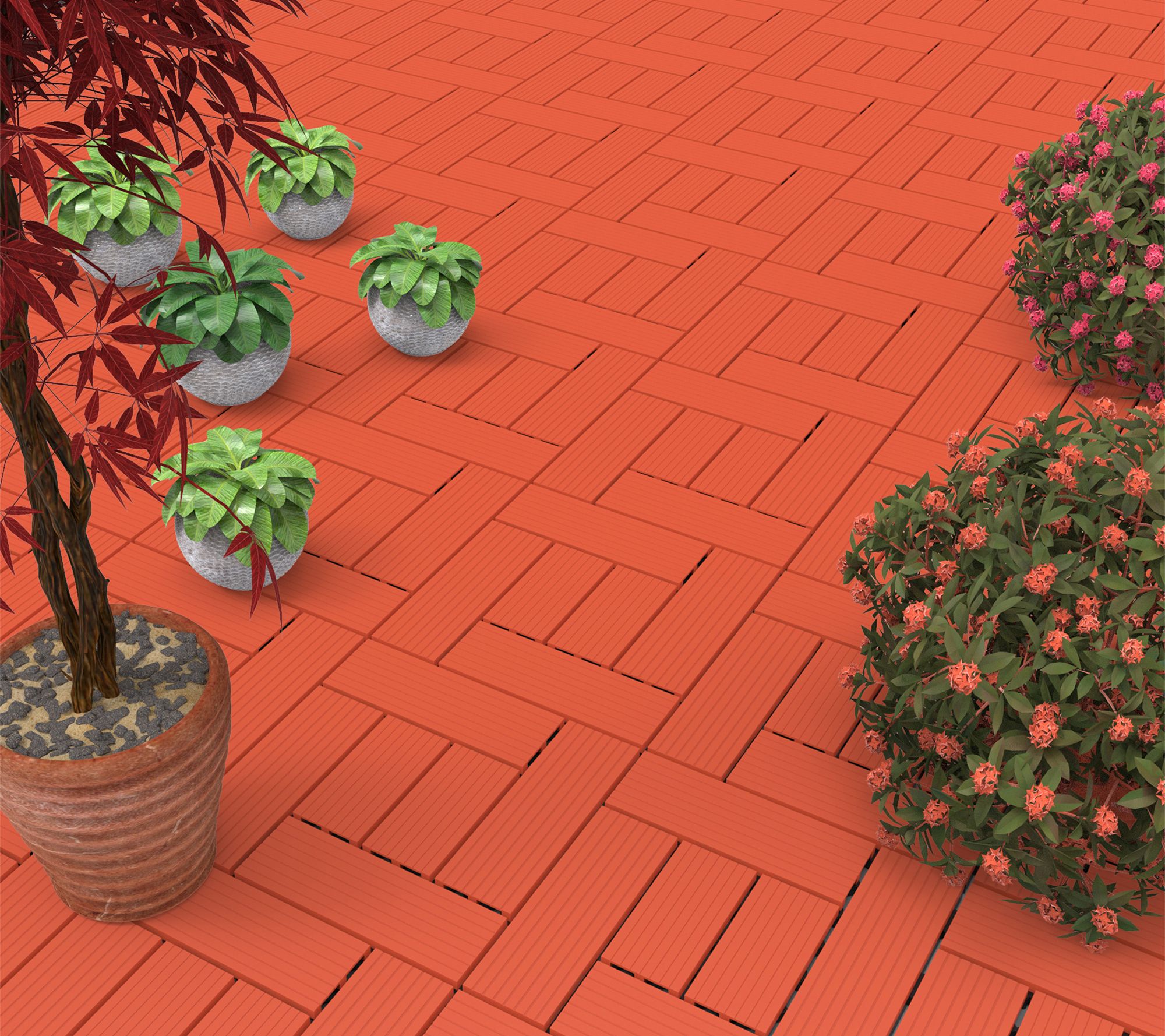 Pure Garden 6-Piece Interlocking Terra Cotta Color Patio Tiles