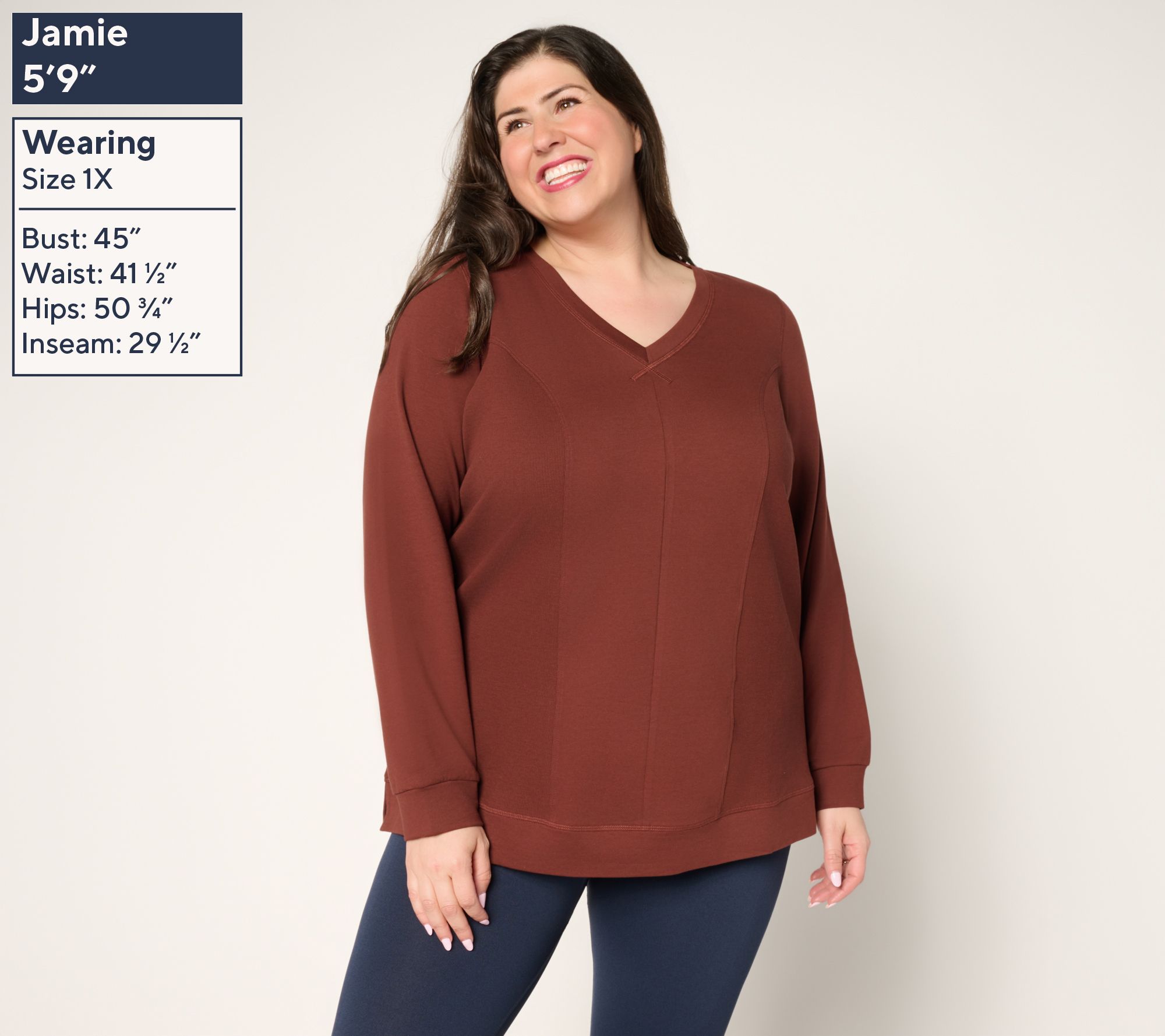 Denim & Co. Active Regular French Terry Rib Mix Tunic