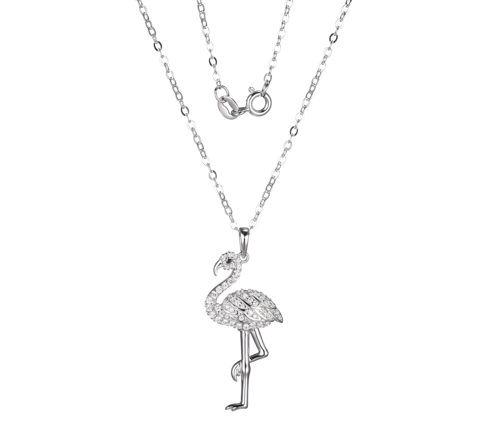 Diamonique Sterling Silver Flamingo Necklace