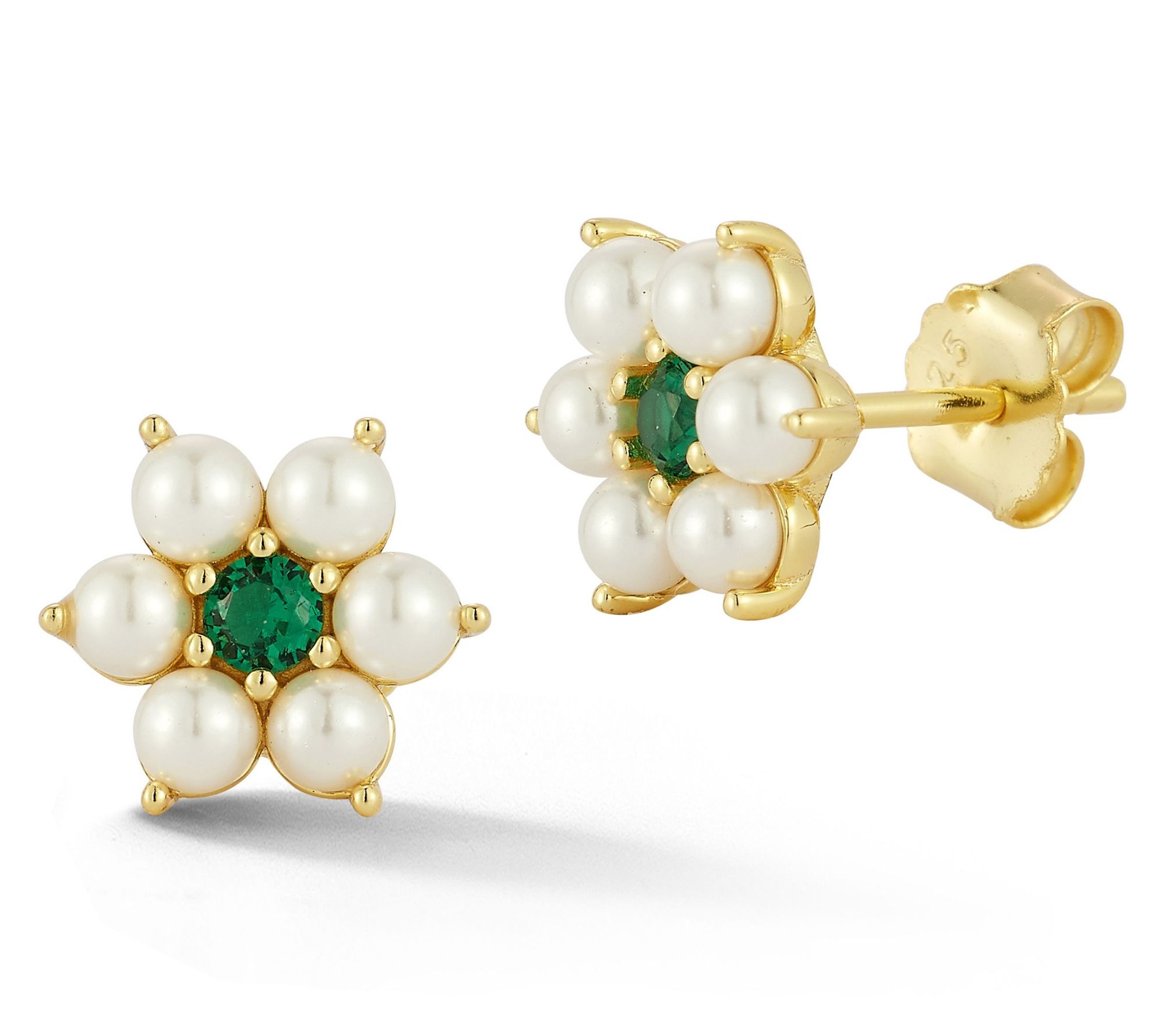 Rachel Zoe Cultured Pearl Flower Stud Earrings,Sterling