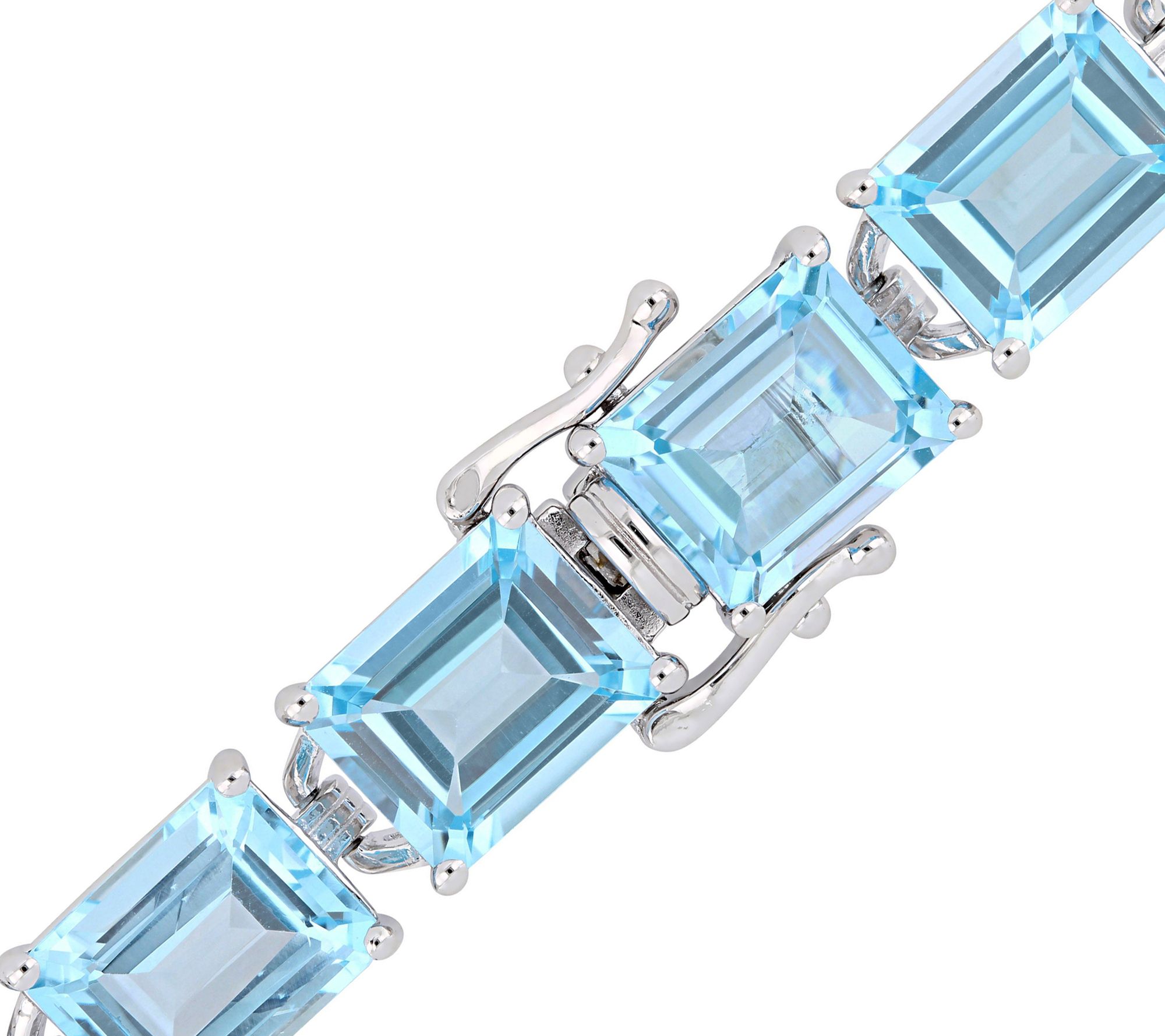 Sterling Silver 59.70 cttw Sky Blue Topaz Tennis Bracelet