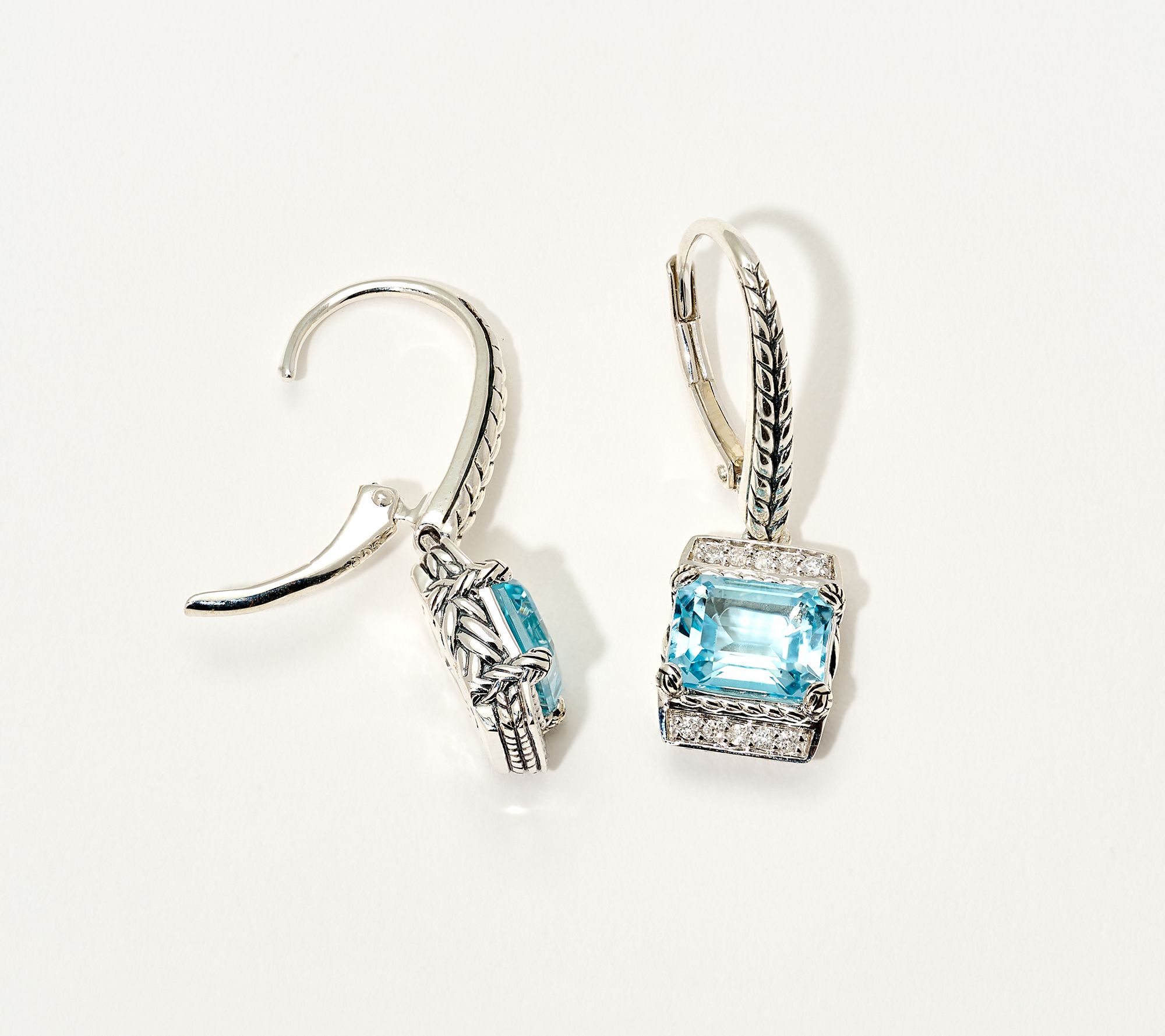 JAI Sterling Silver Legacy Woven Gem & Diamond Earrings