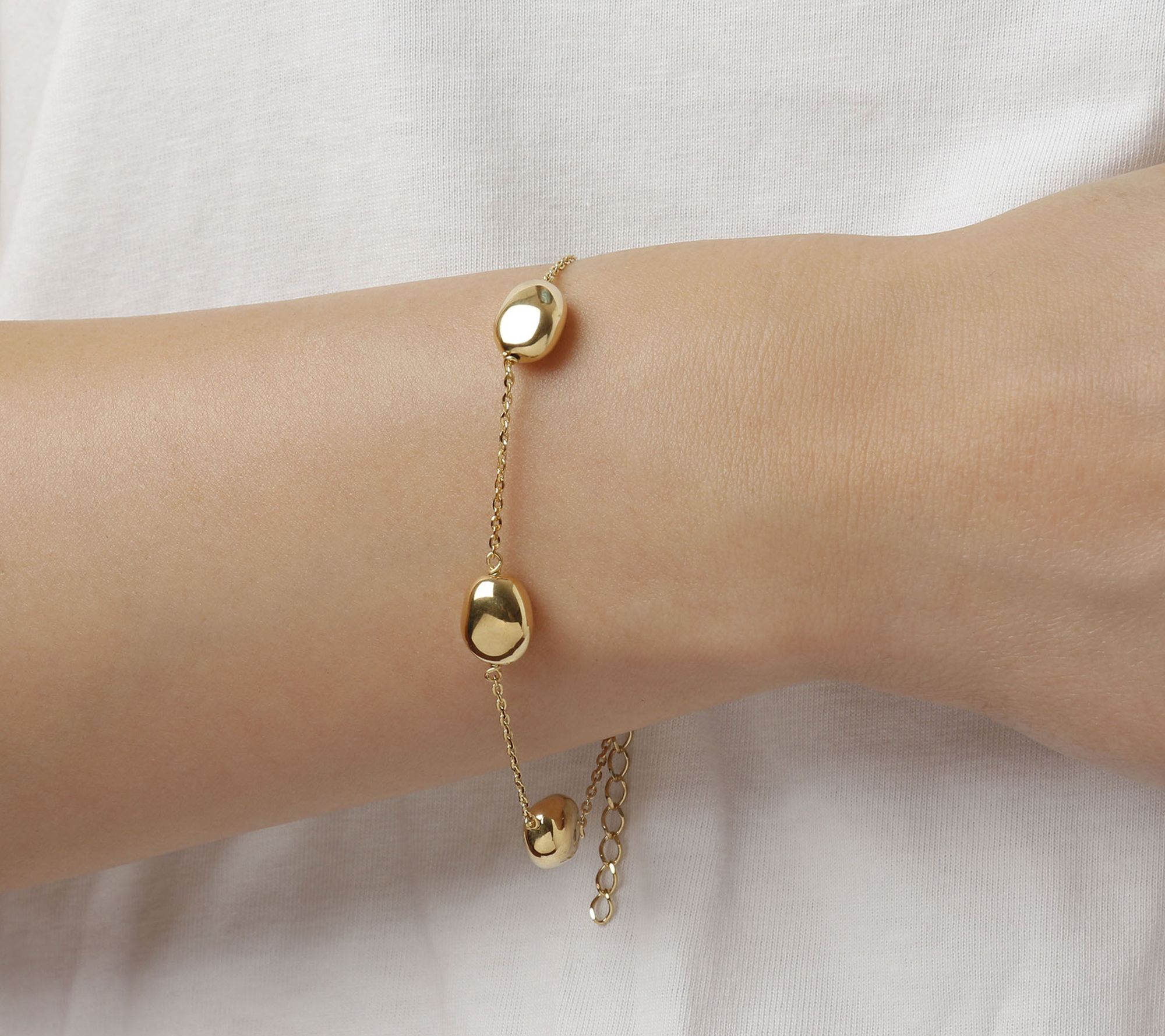 Veronese 18K Clad Polished Nugget Station Bracelet