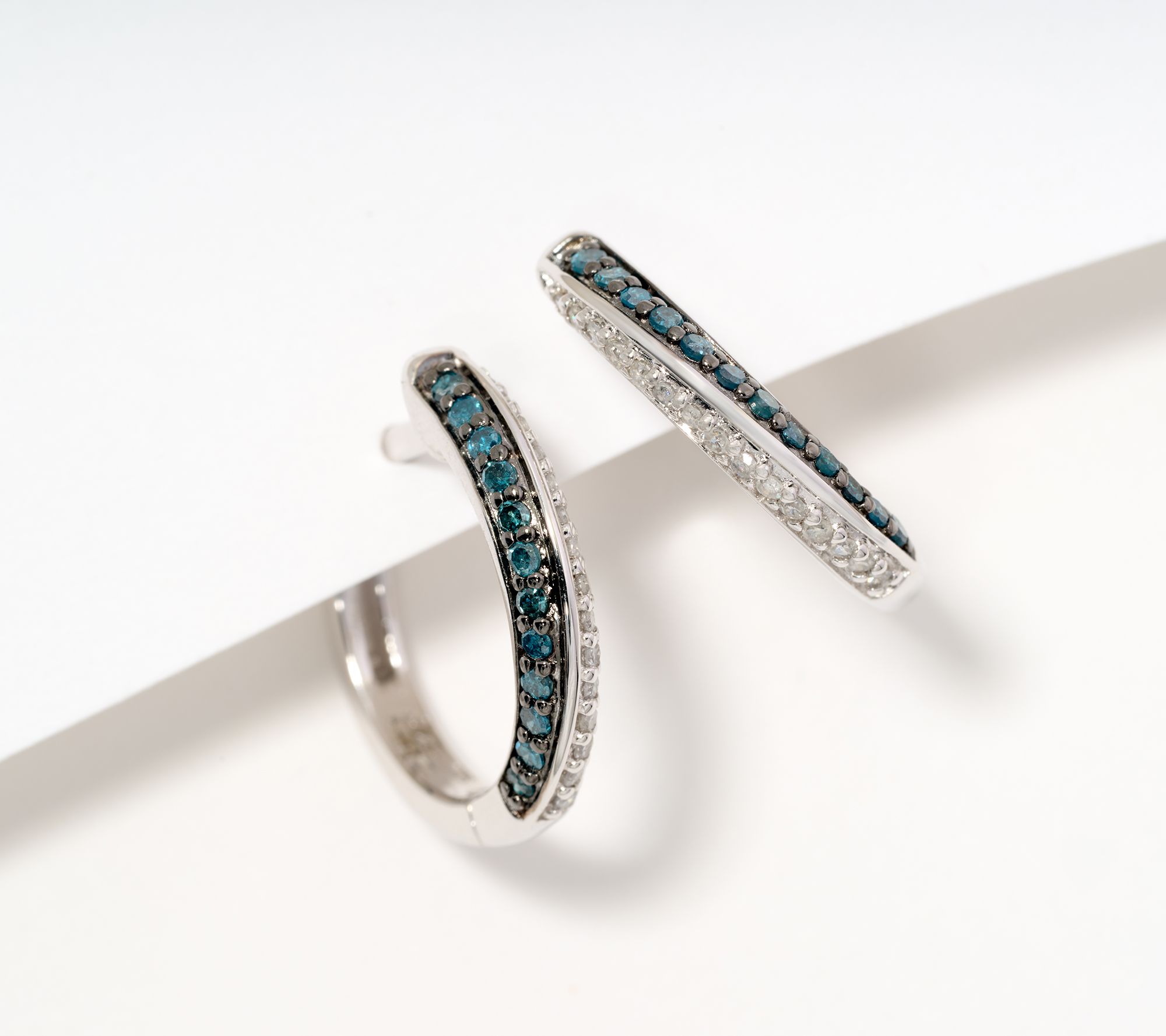 Affinity Diamonds Half & Half Huggie Hoop Earrings, Sterling Silver