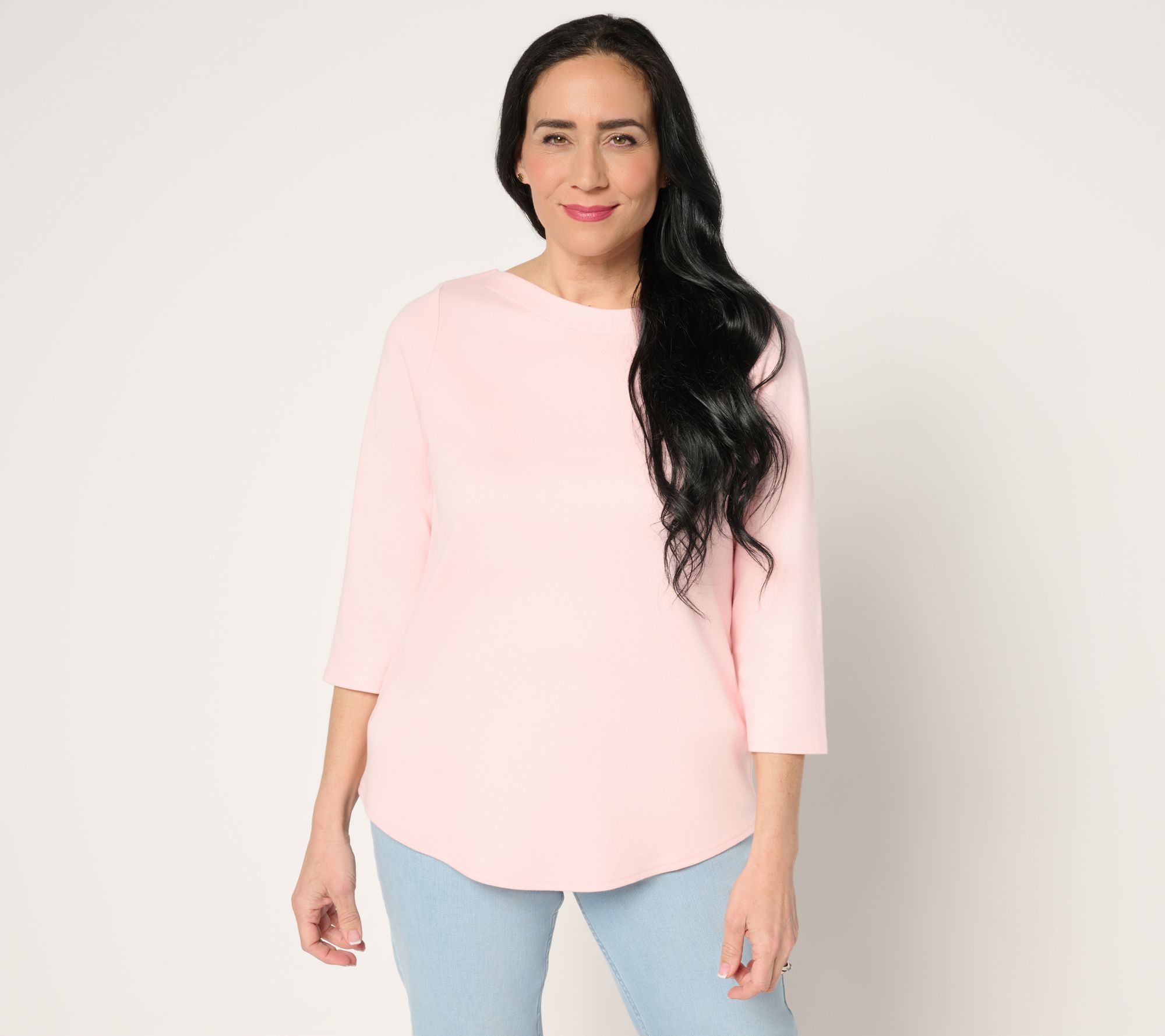 Martha Stewart Signature Bateau Neck 3/4 Sleeve Top