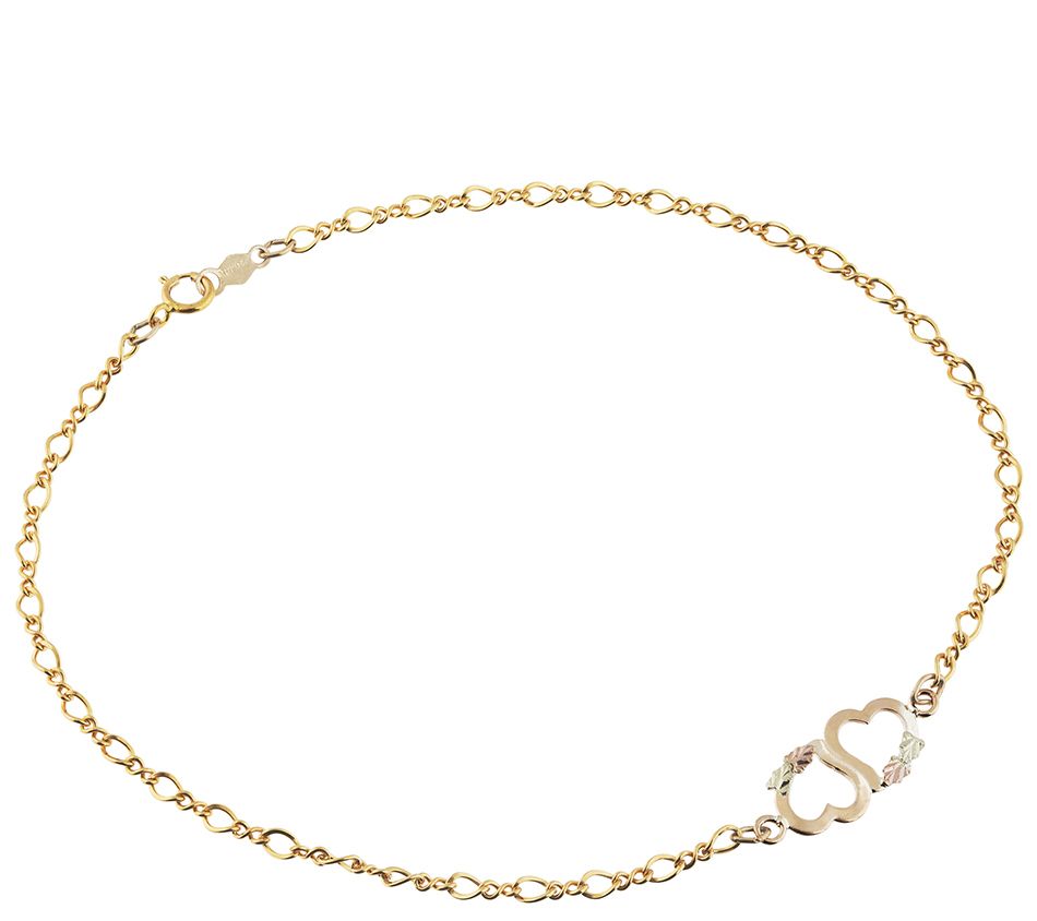 Black Hills Double-Heart Ankle Bracelet, 10K/12K Gold
