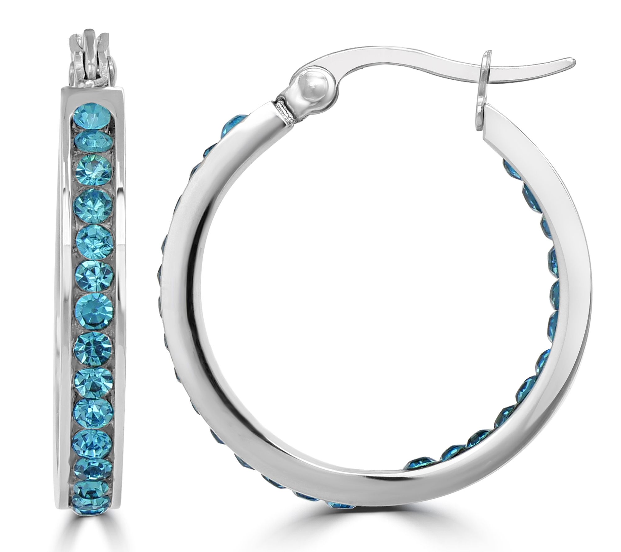 Steel by Design Crystal Birthstone Inside-Out Hop Earrings