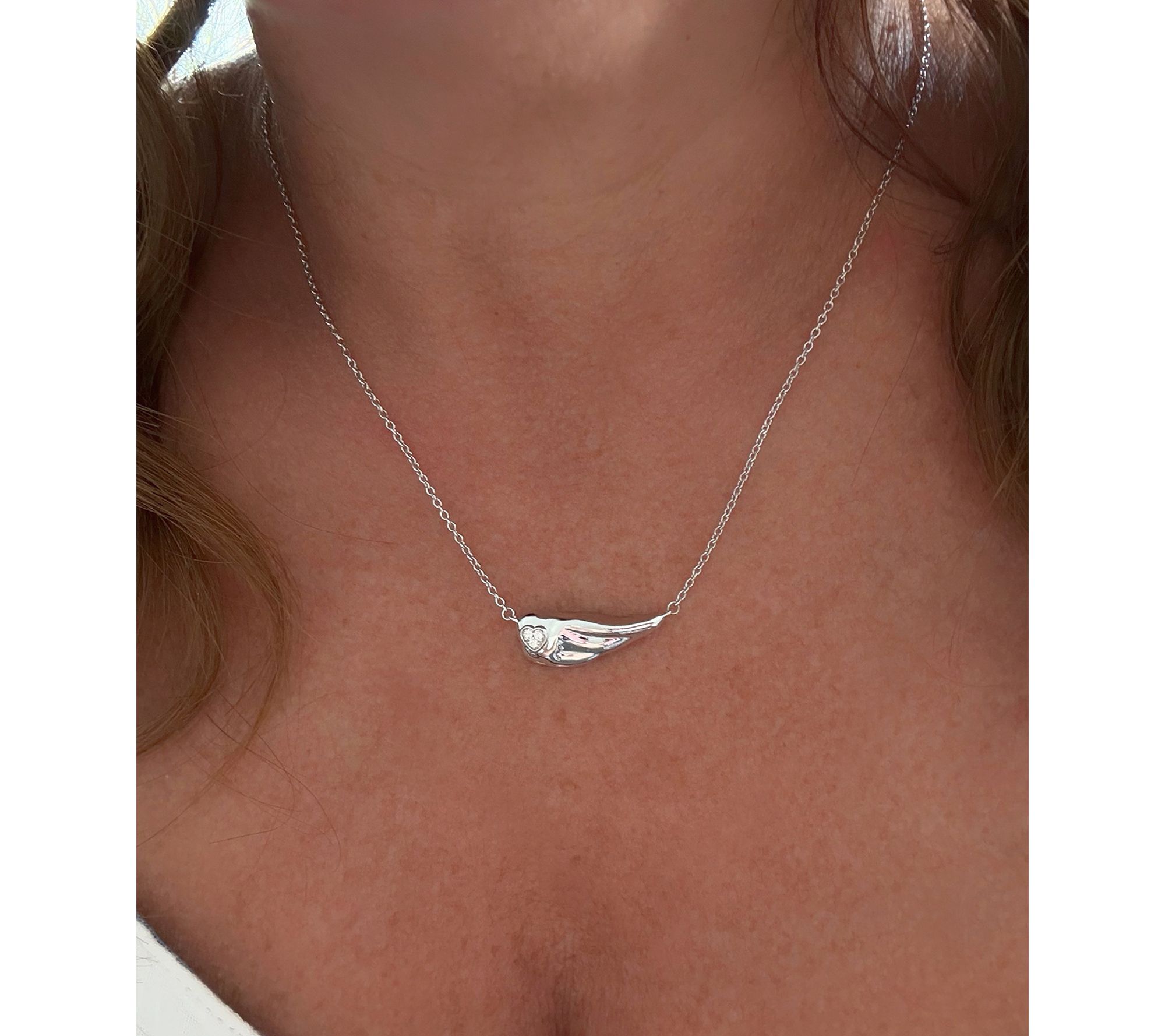 Goddaughters Sterling Silver White Topaz Wing Necklace