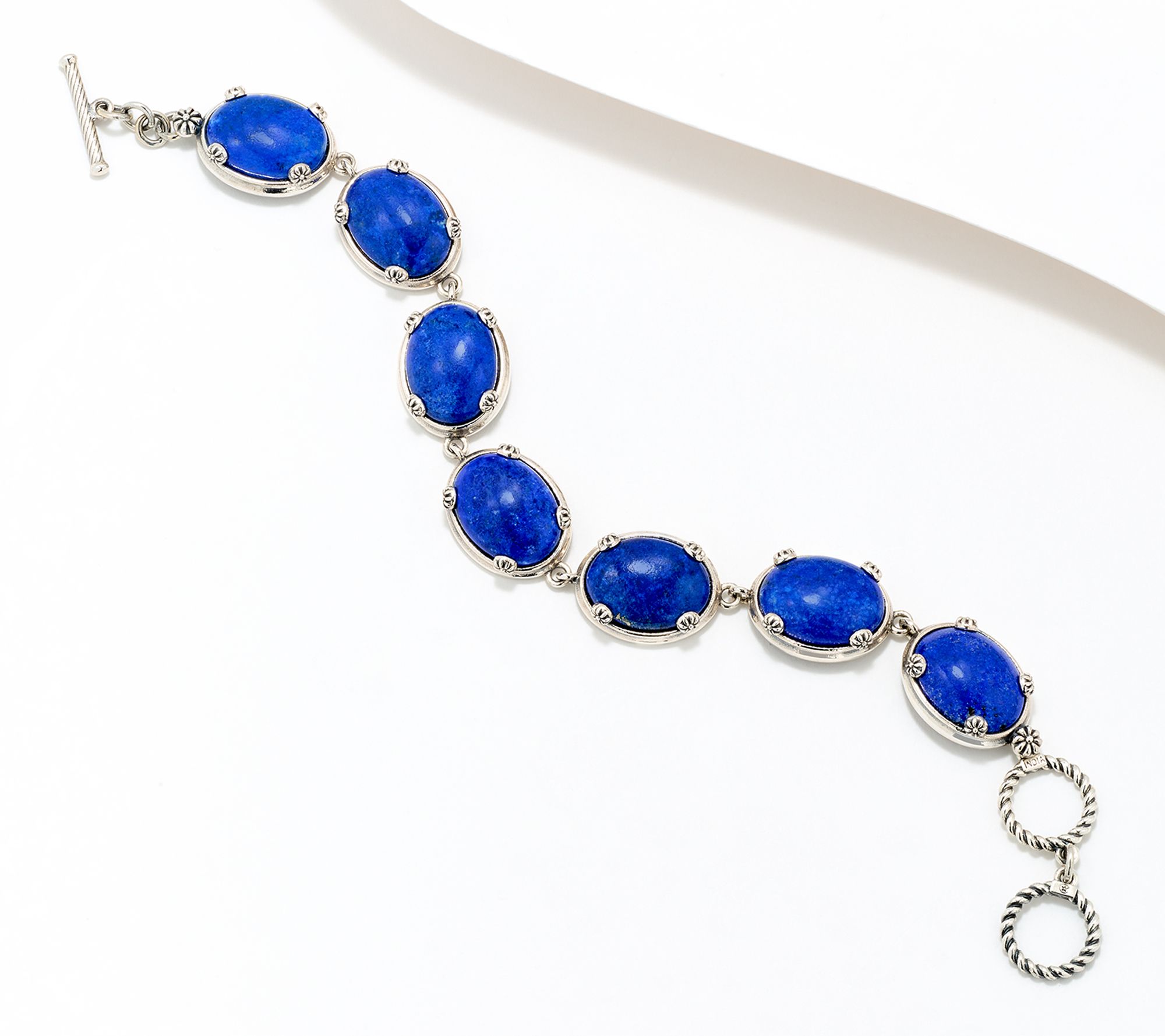 American West Sterling Silver Oval Gemstone Concha Bracelet