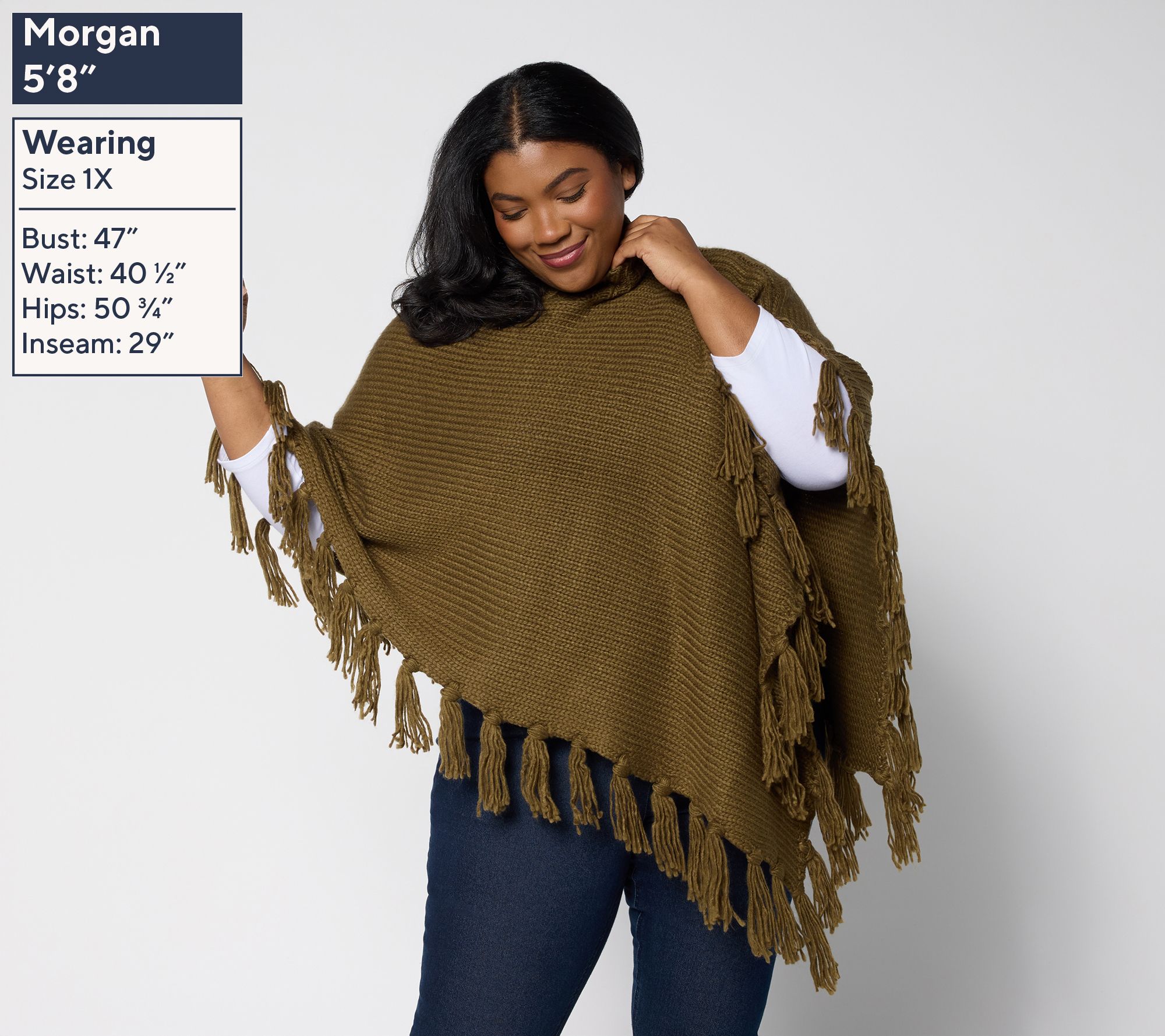 Martha Stewart Signature Asymmetrical Sweater Cape with Fringe