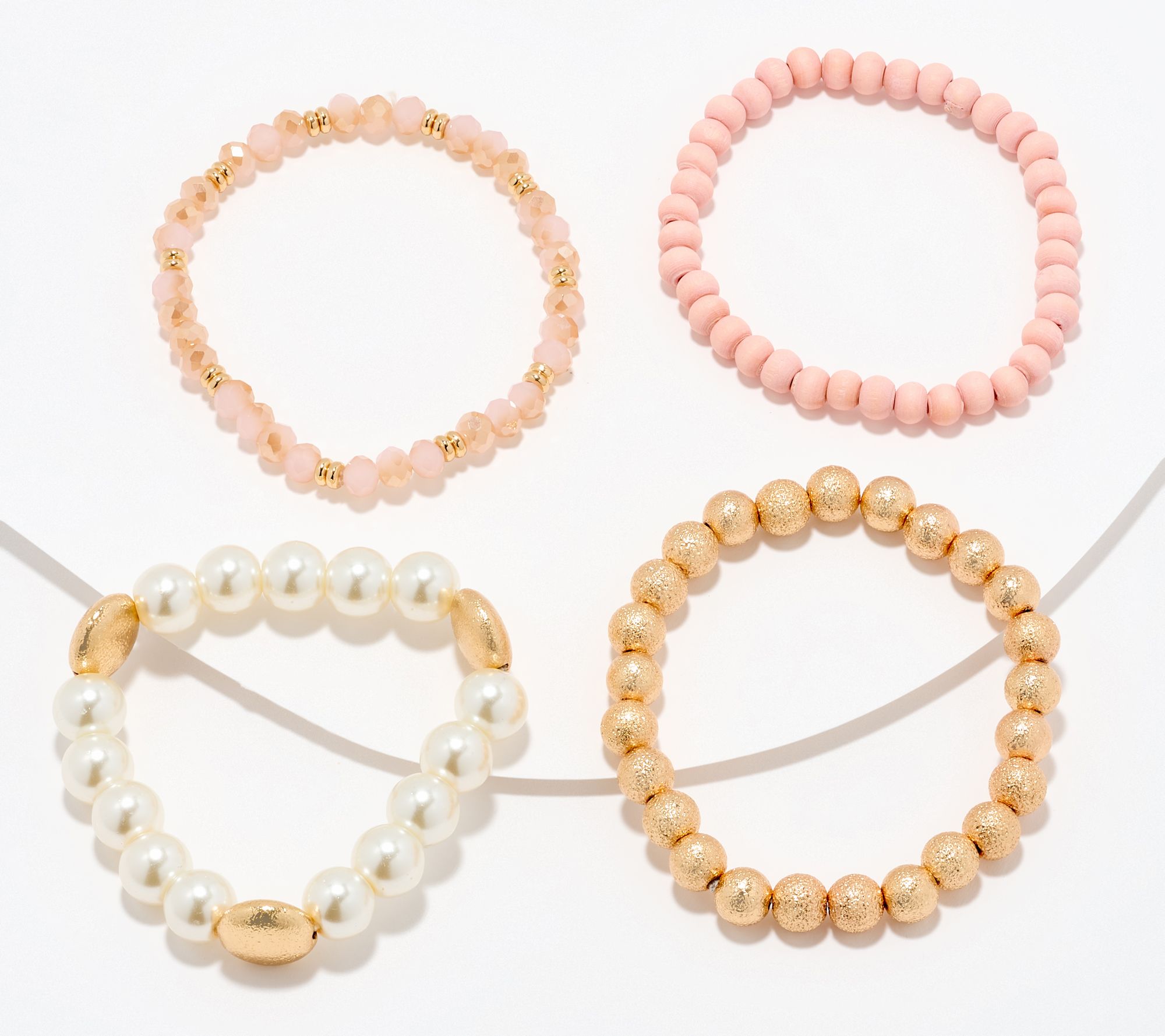 Susan Graver Set of 4 Mixed Media Stretch Bracelets