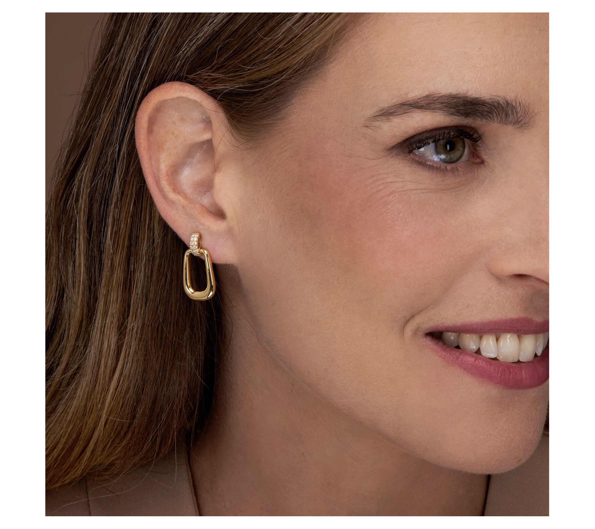 Diamonique Front Facing Hoop Earrings, SterlingSilver