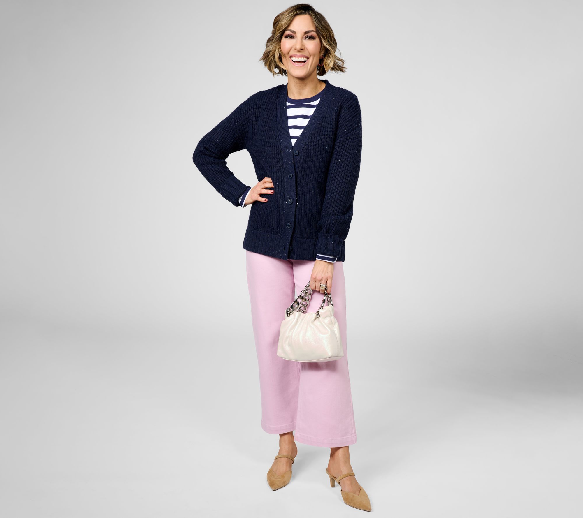 Studio Park x Amy Stran Button Front Sparklin' Cardigan