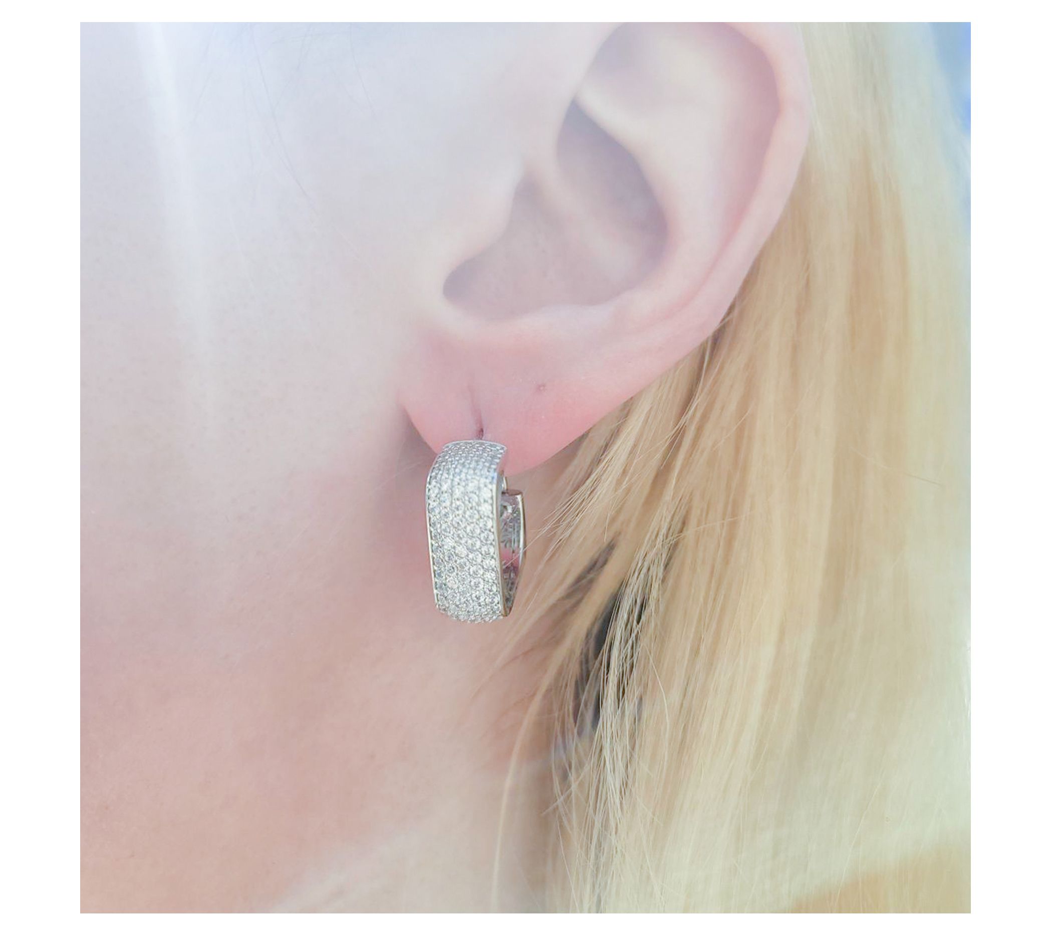 Diamonique 3.00 cttw Square Hoop Earrings, 14KRose Plated