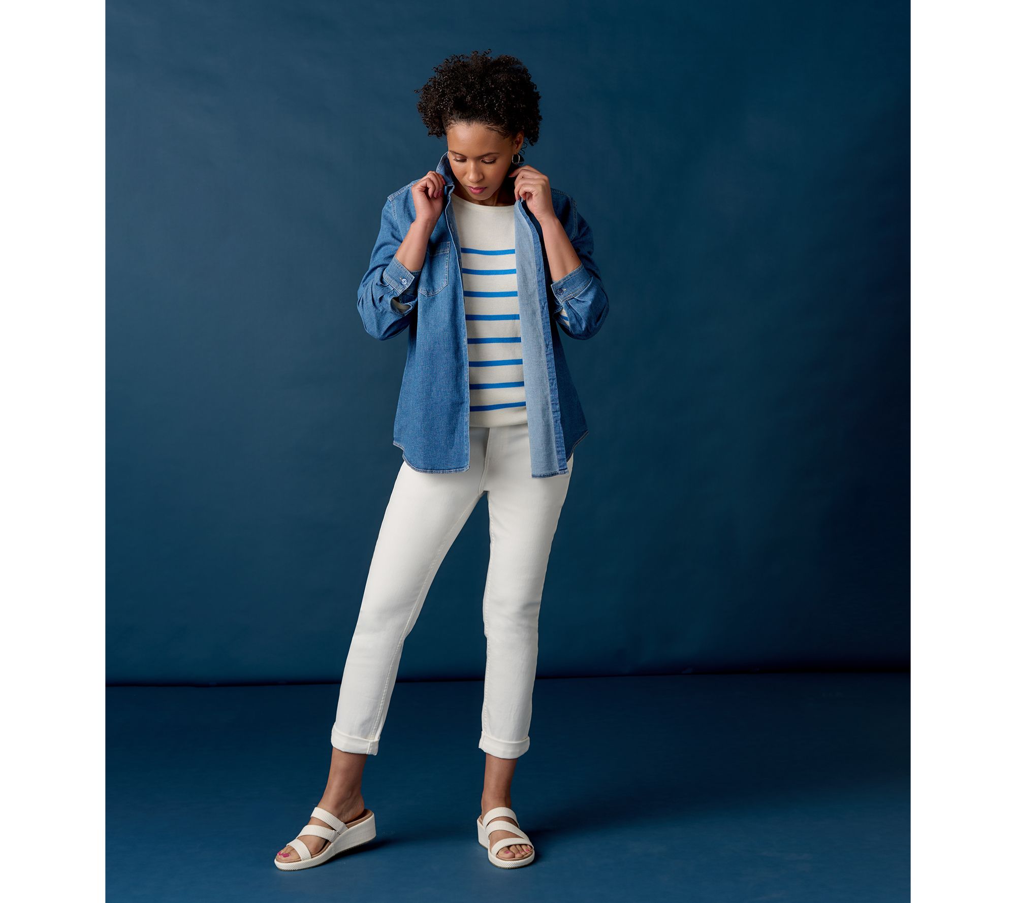 Martha Stewart Signature Striped 3/4-Sleeve Sweater