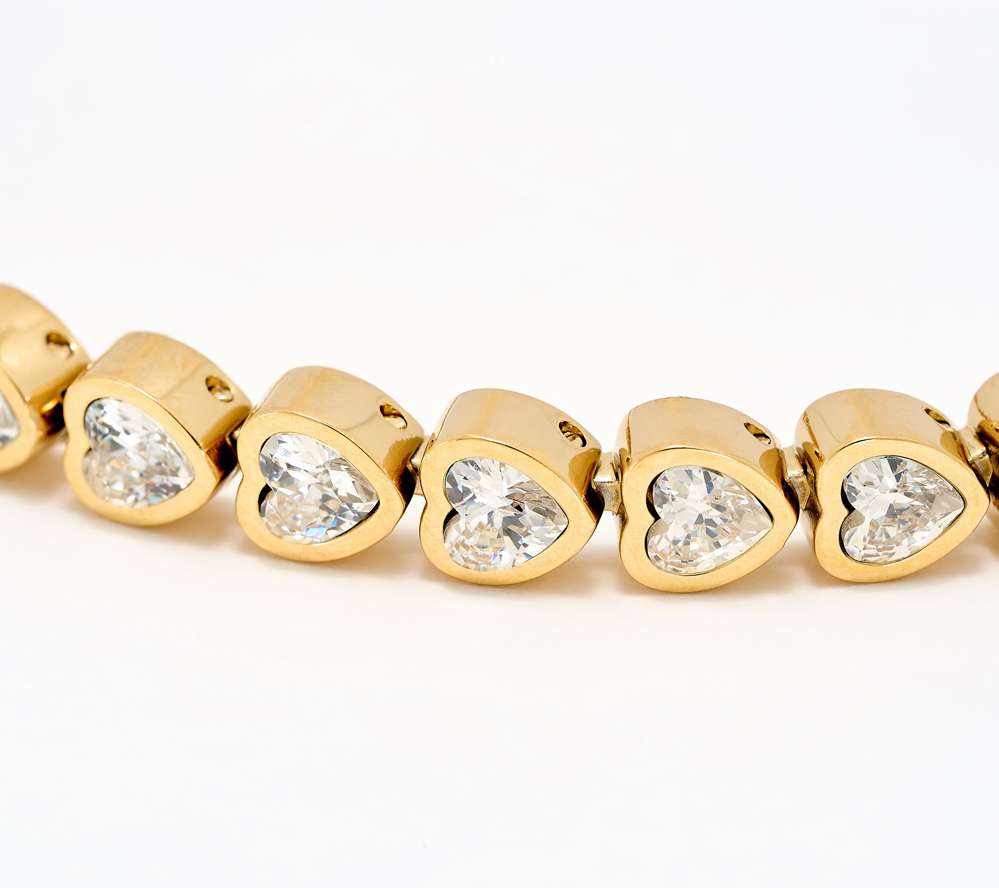 Steel by Diamonique Heart Bezel Set Friendship Bracelet