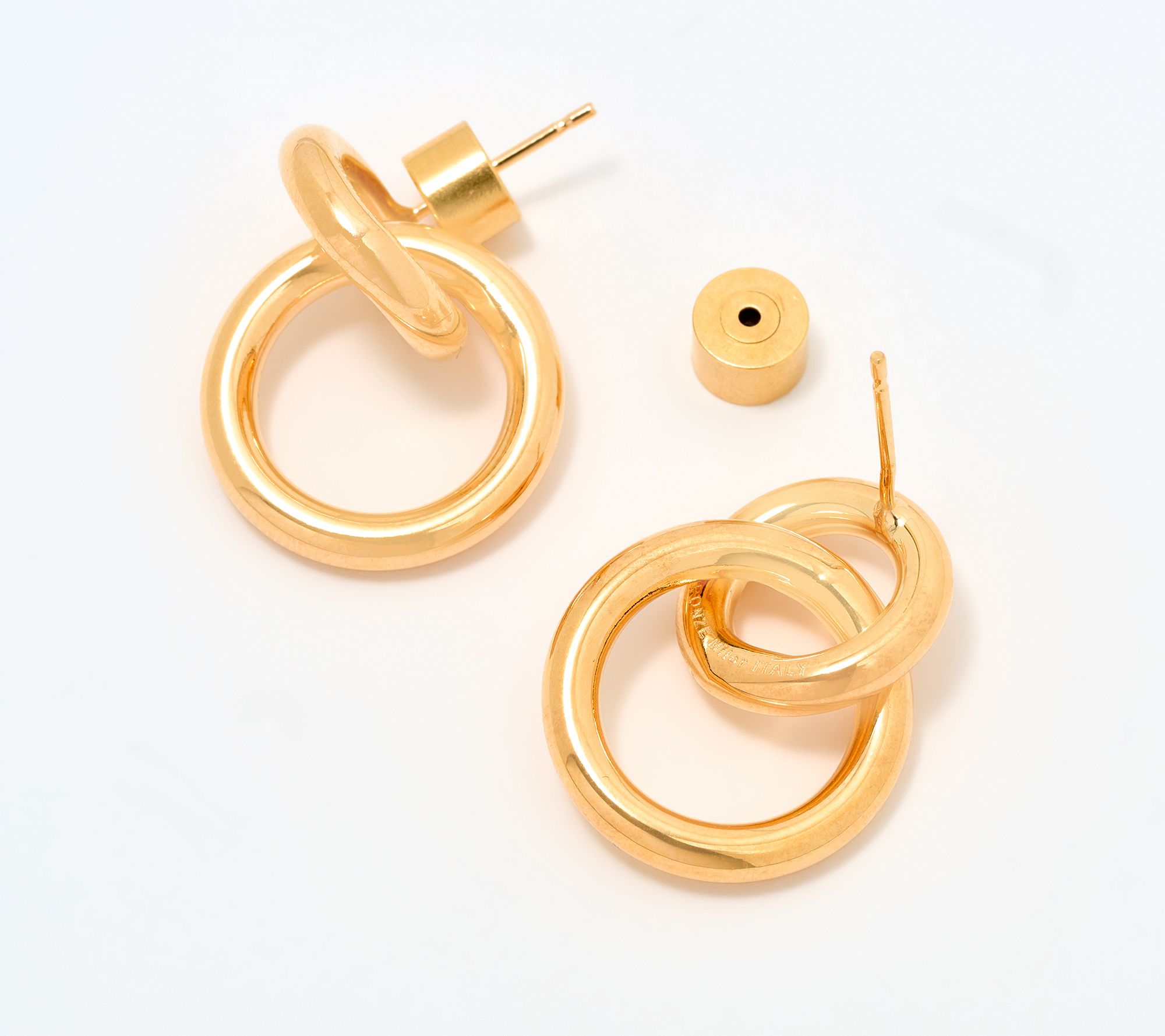 David Markstein Bronze Double Circle Interlocking Earrings