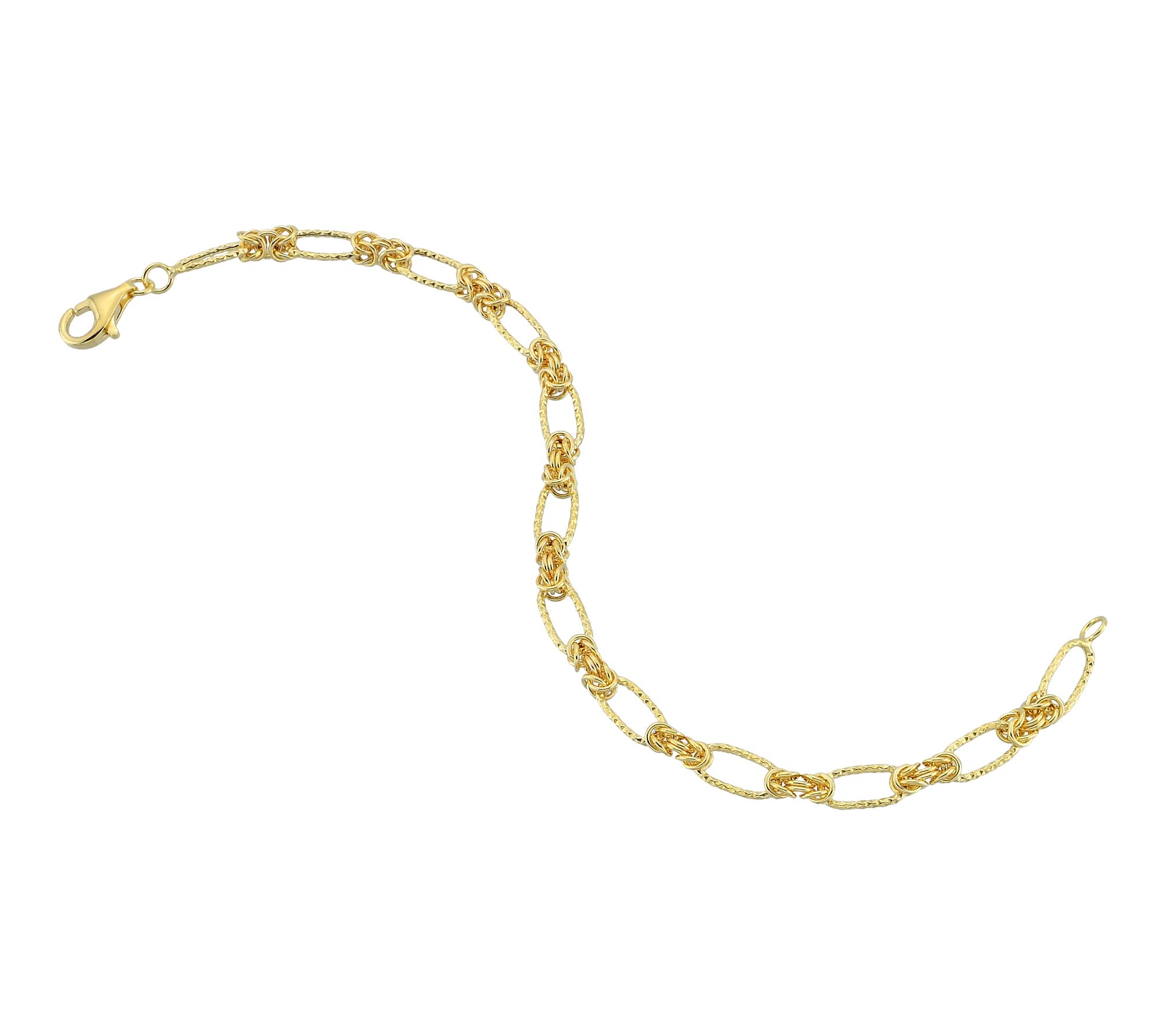 Silver Style Byzantine & Diamond Cut Bracelet,Sterling