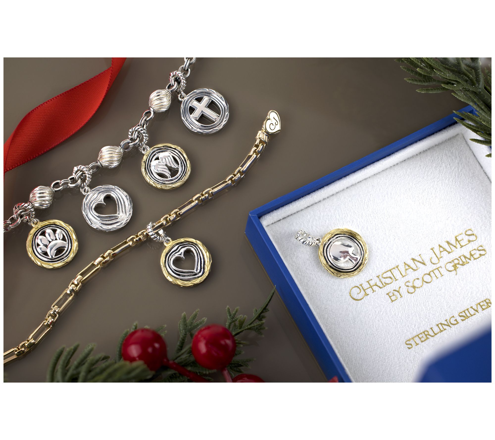 Christian James by Scott Grimes Sterling Silver Bead Station Rolo Bracelet