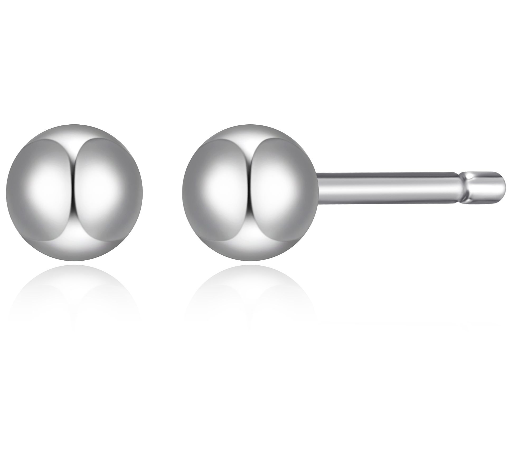 Silver Style Two-Tone Set of 2 Ball Stud Earrings, Sterling