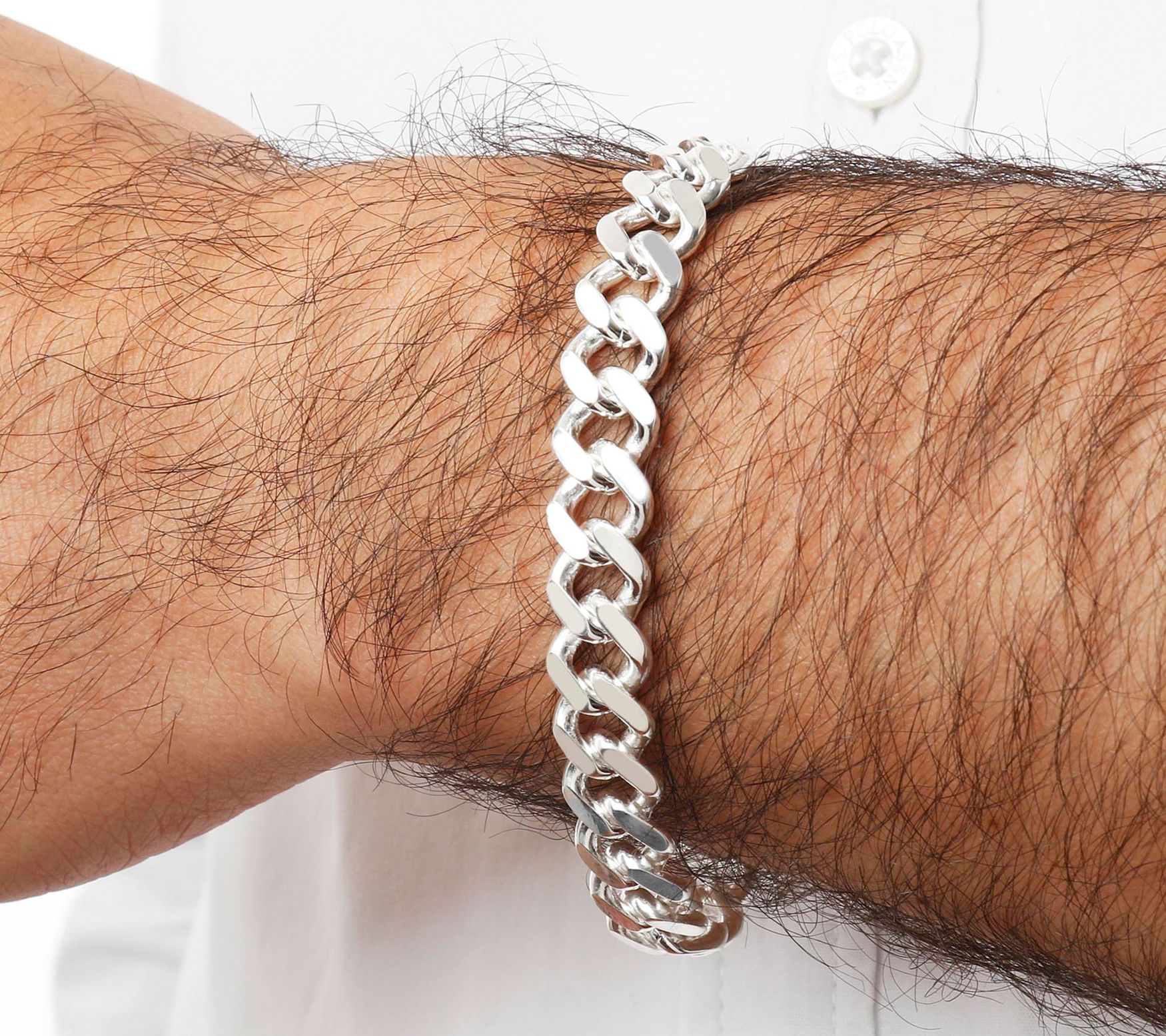 UltraFine Silver Men's Diamond-Cut Curb Link Bracelet, 29.4g