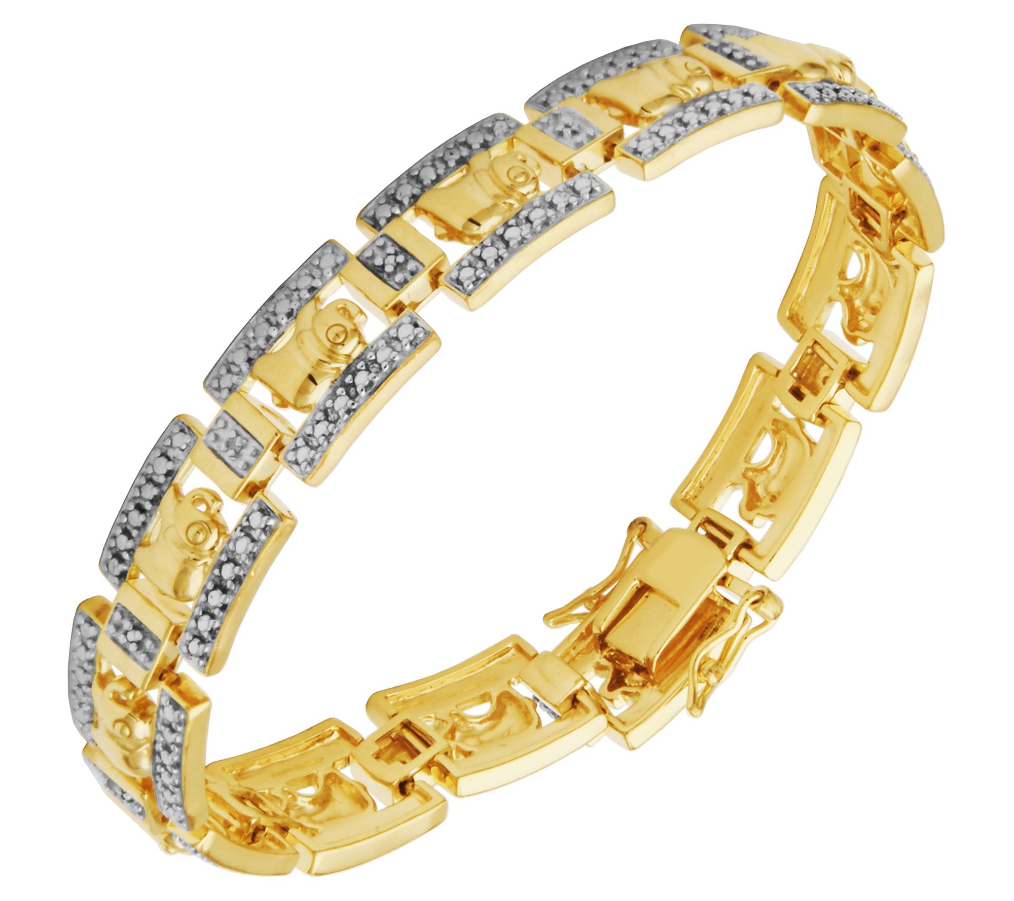 18K Gold Plated Diamond Accent Elephant Bracelet