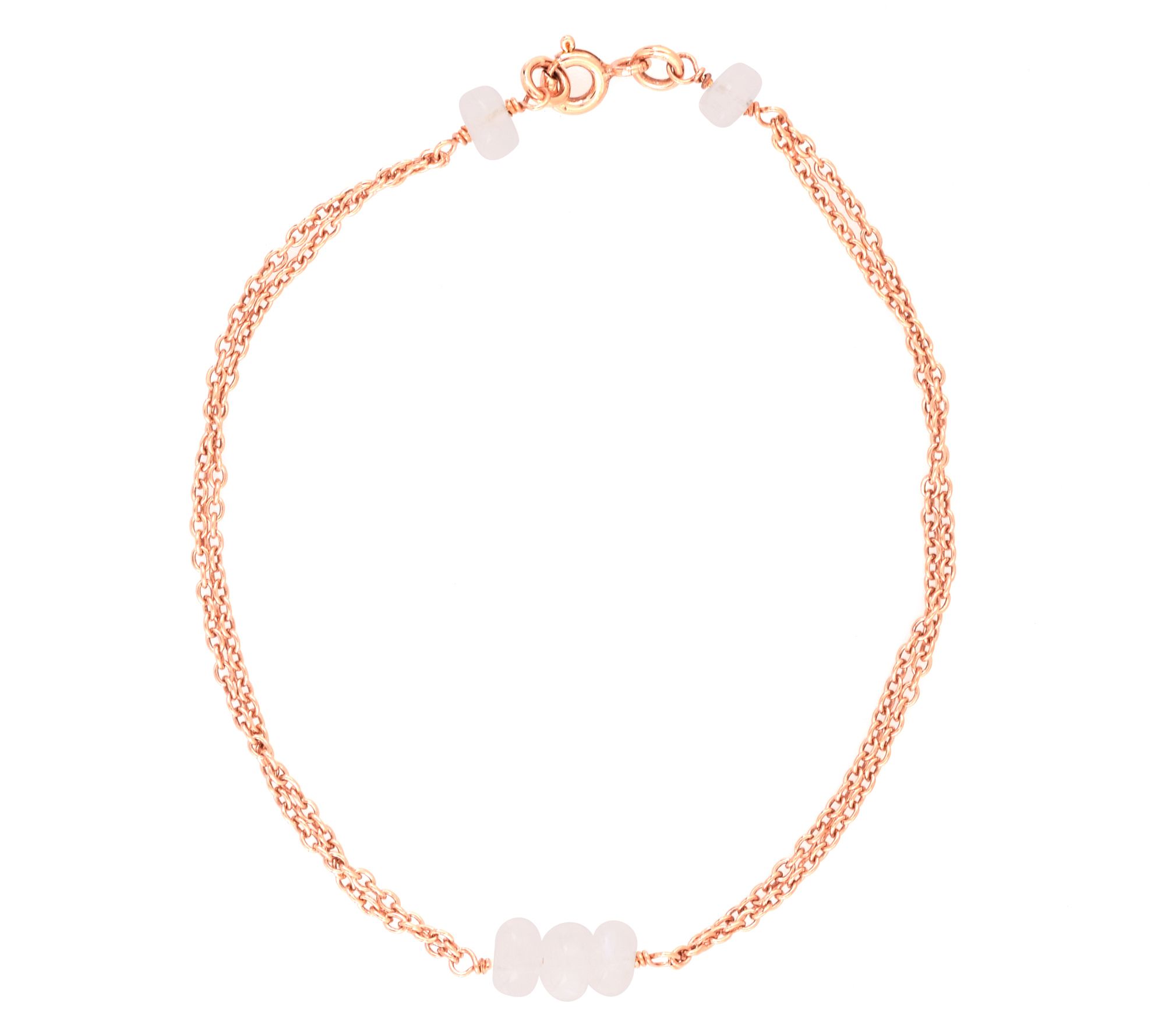 14K Rose Gold Plated Rainbow Moonstone Bracelet