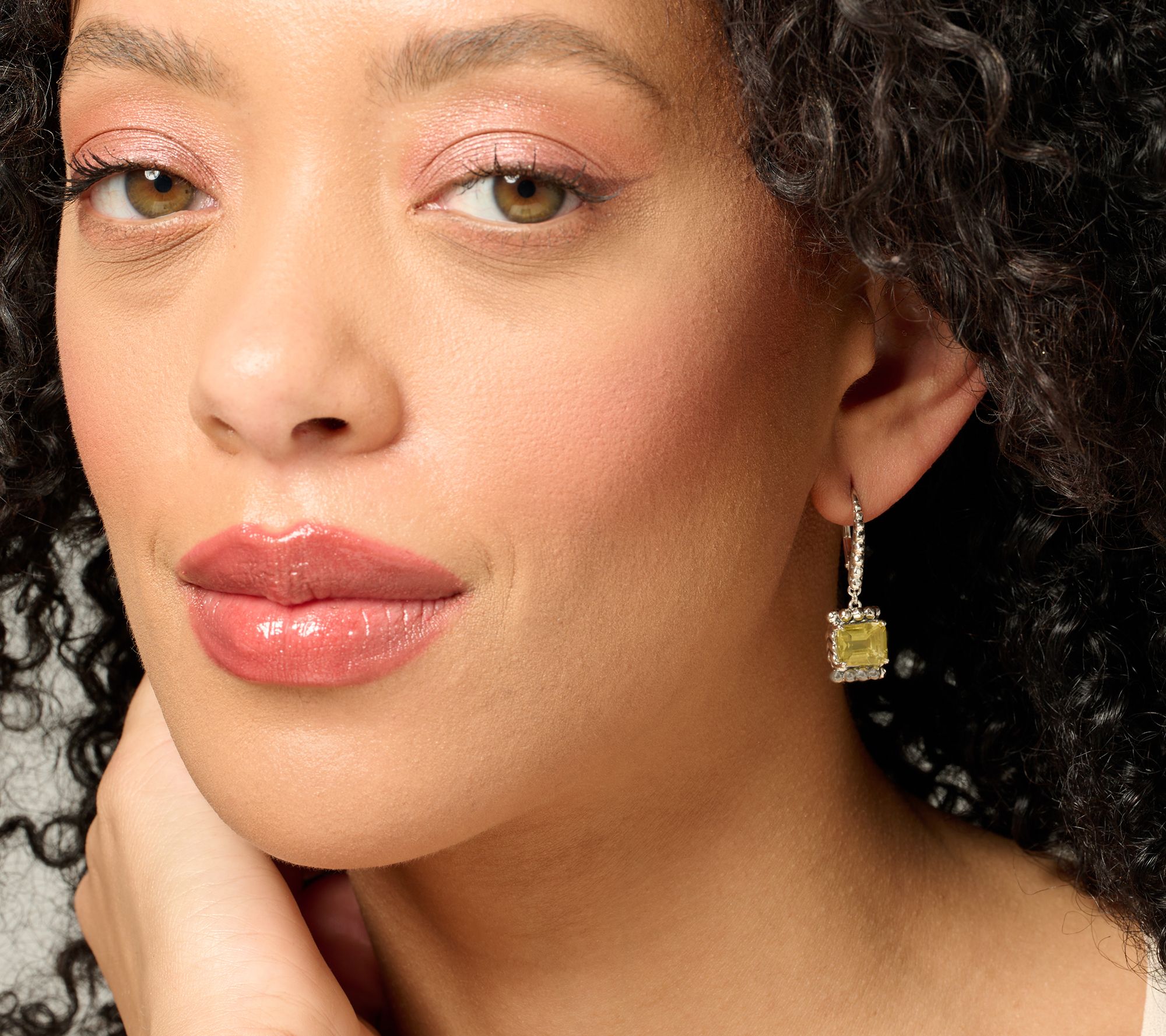 JAI Sterling Silver Emerald Cut Gemstone Earrings