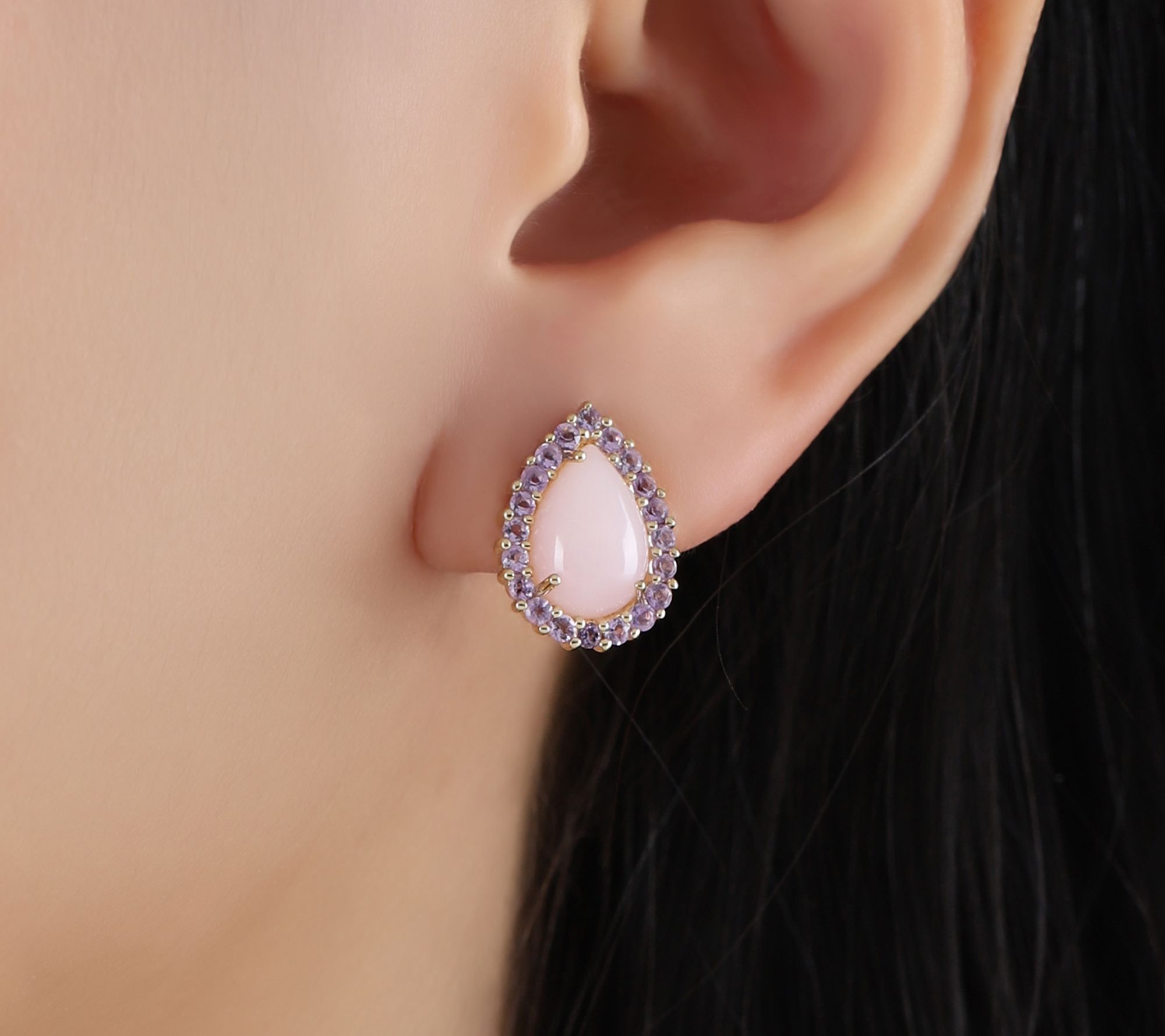 Ariva Sterling Pink Opal & Pink Amethyst Delphine Earrings