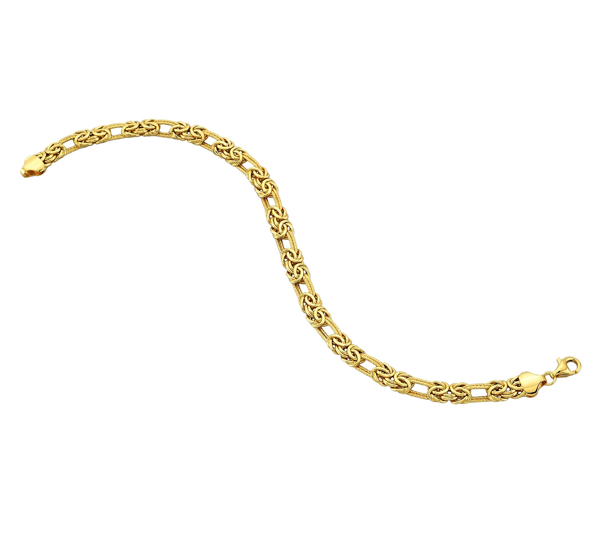 Adorna 14K Gold Byzantine & Double Oval Link Textured Bracelet