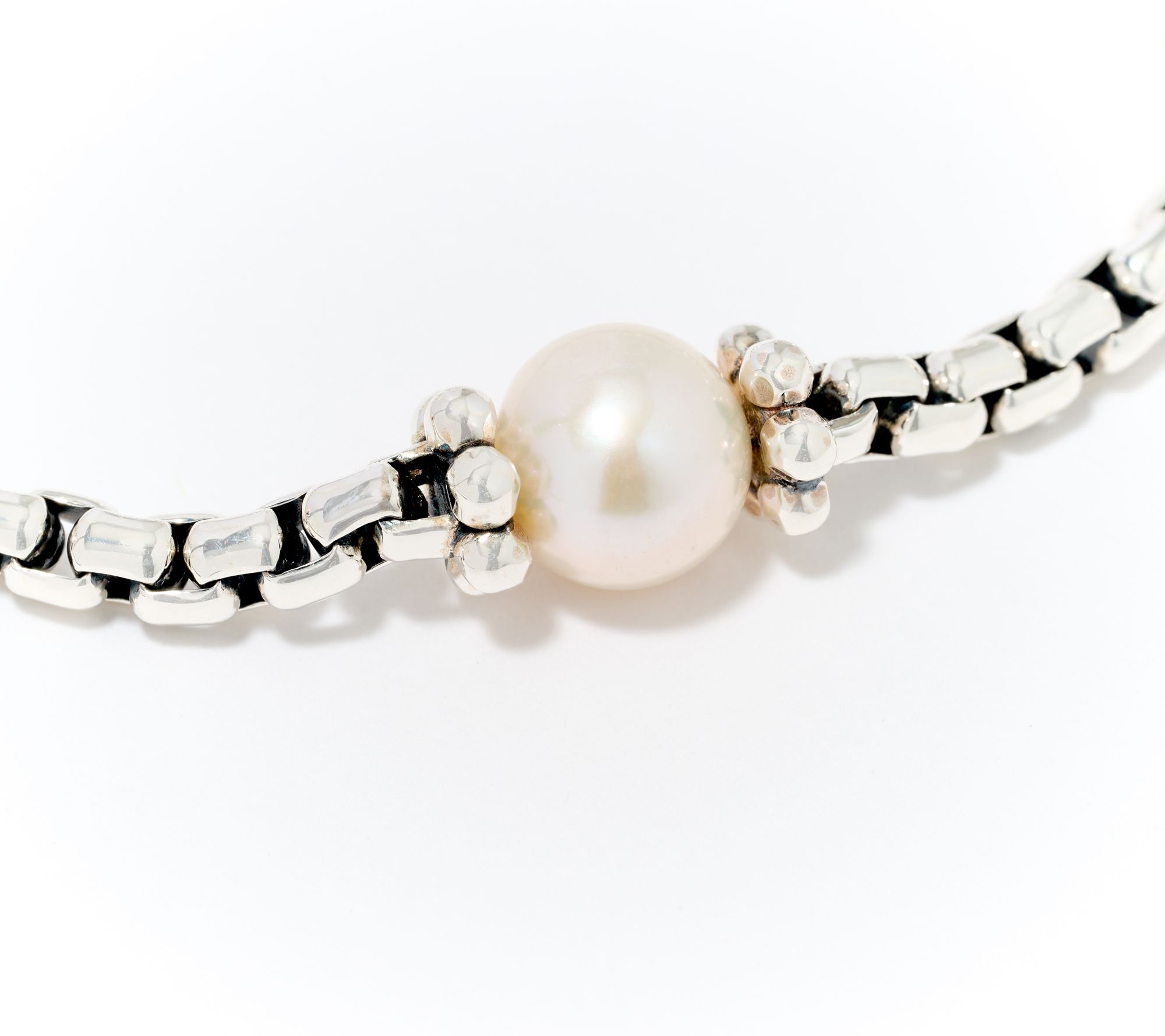 JAI Sterling Silver Cultured Pearl Station Bracelet