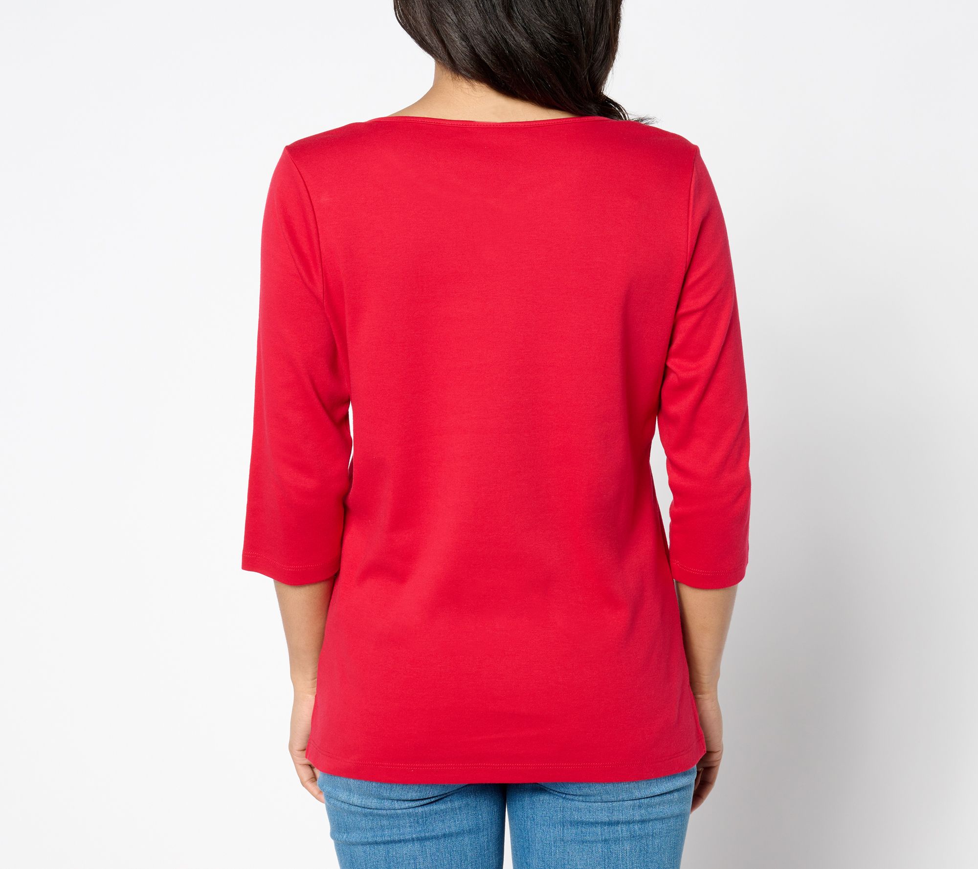 Quacker Factory Set of 2 Sparkle Keyhole 3/4-Sleeve Tops