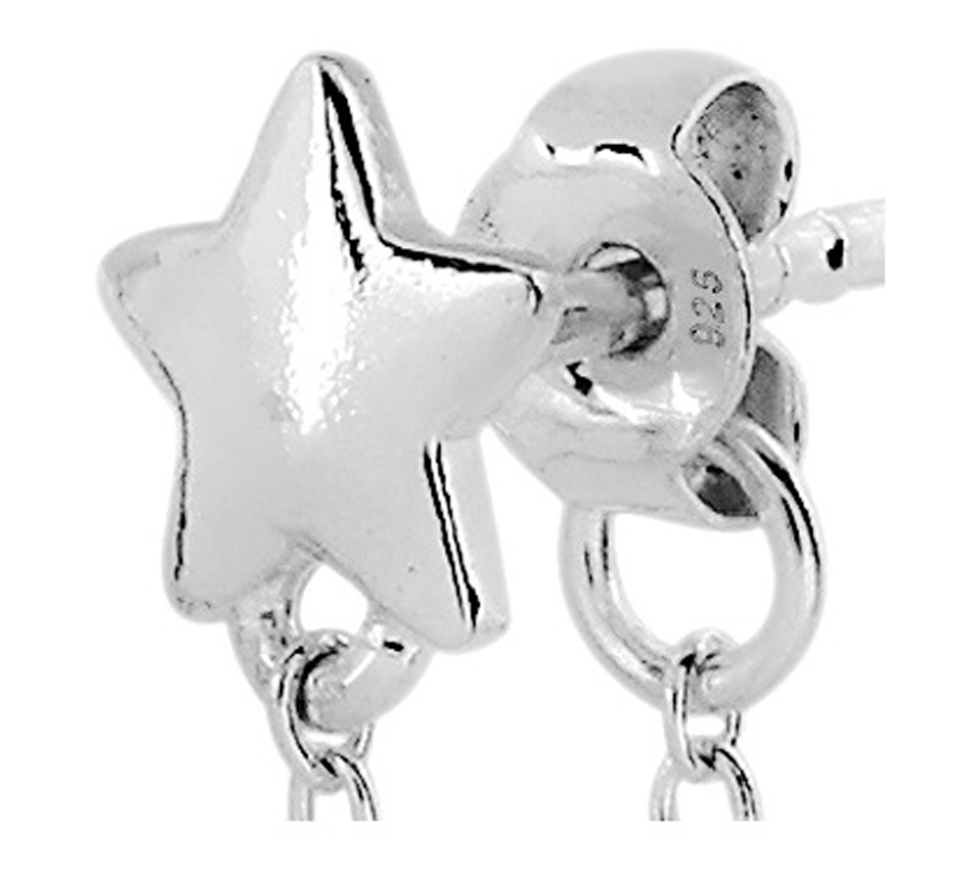 Sterling Silver Star with Chain Earrings