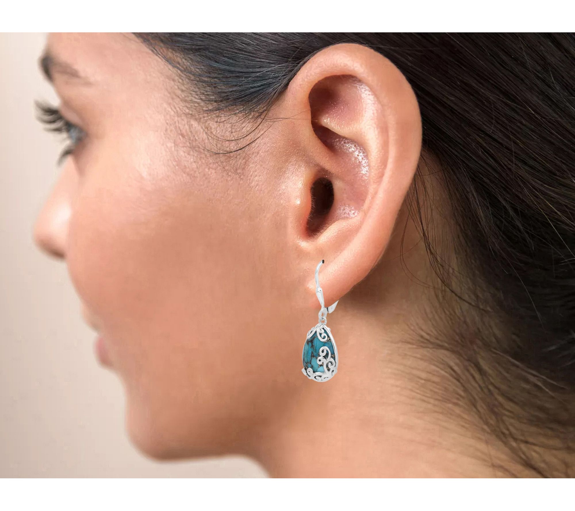 Artisan Crafted Sterling Silver Turquoise Dangle Earrings