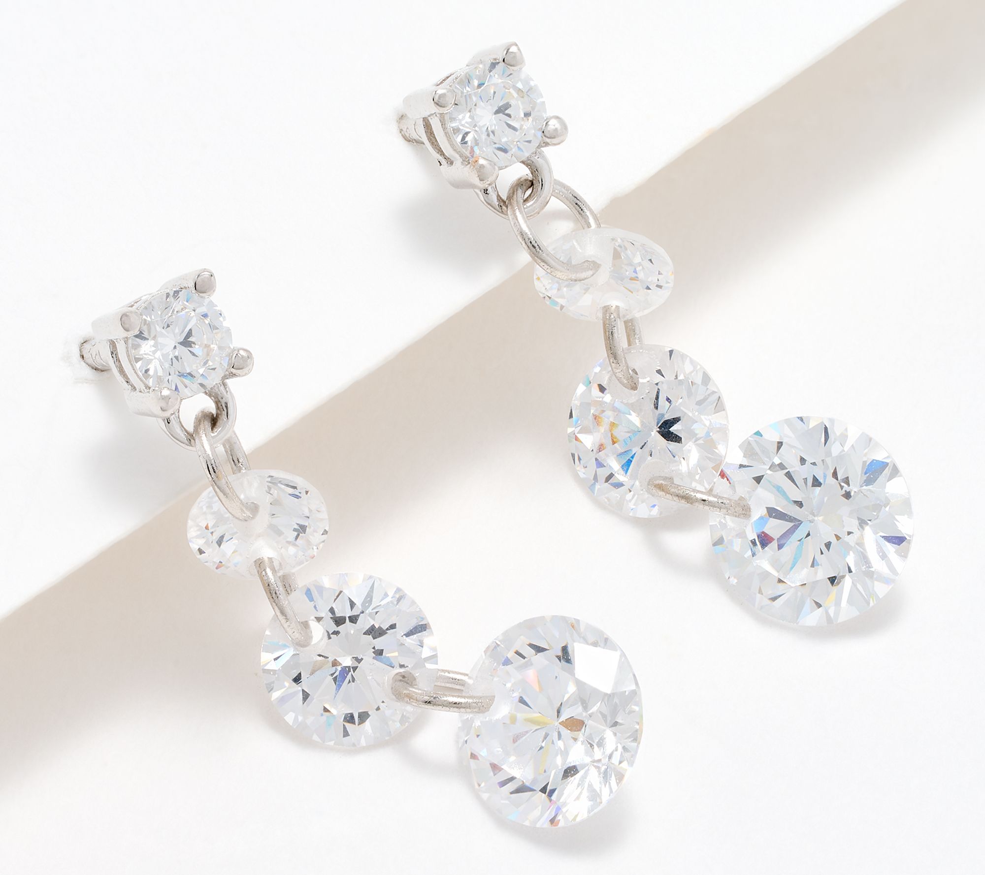 Diamonique x Jennifer Miller 4-Stone Floating Linear Earrings, Sterl