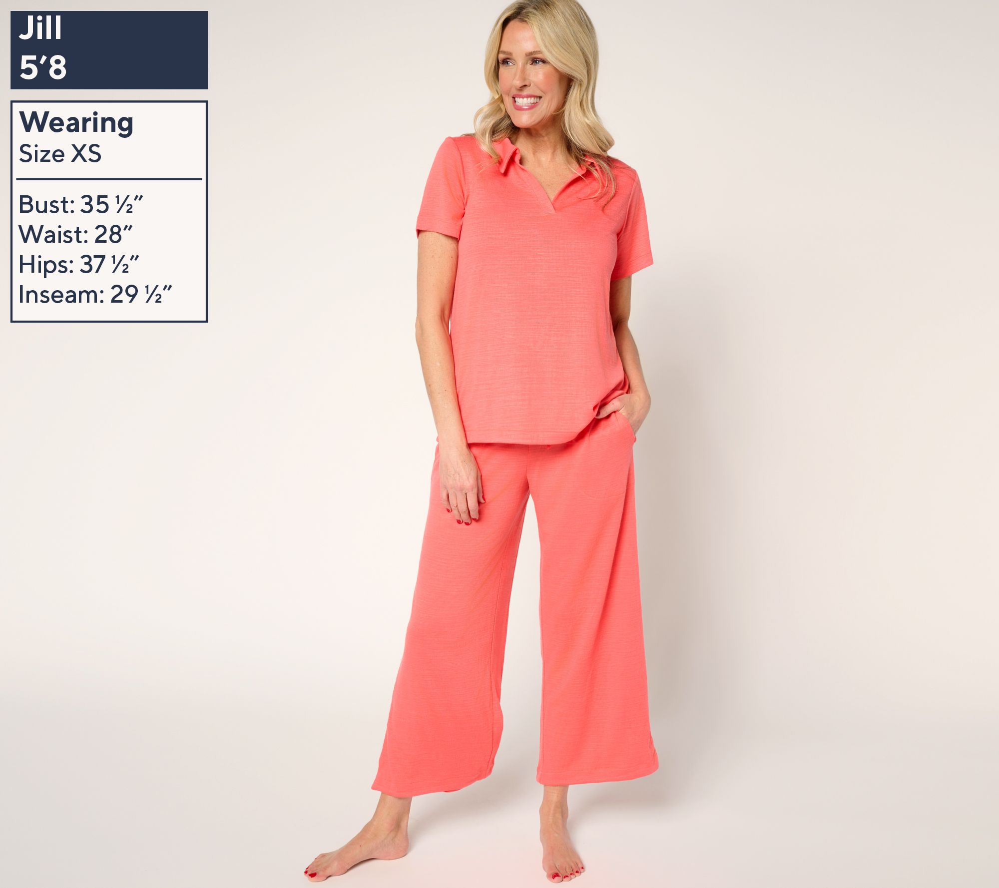 Stan Herman Crepe Knit 2-pc Collared Lounge Set