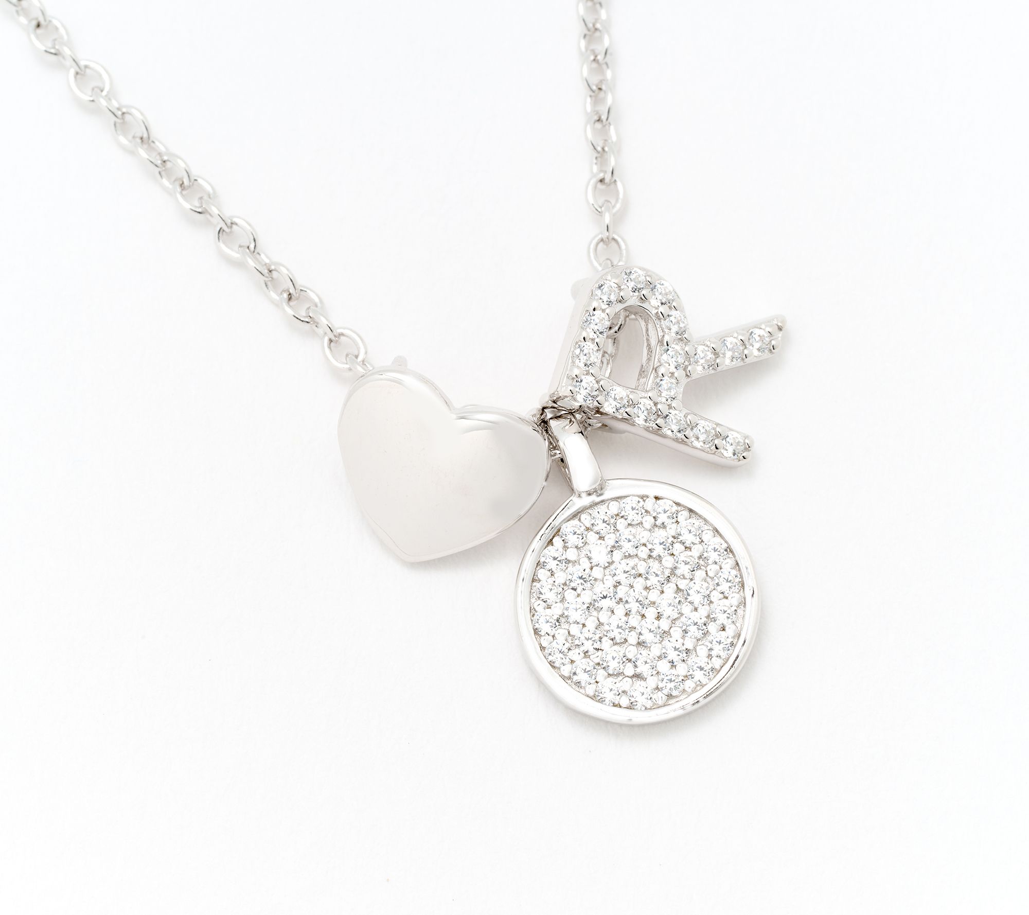 Diamonique x Kathy Levine Sentimental Necklace, Sterling Silver