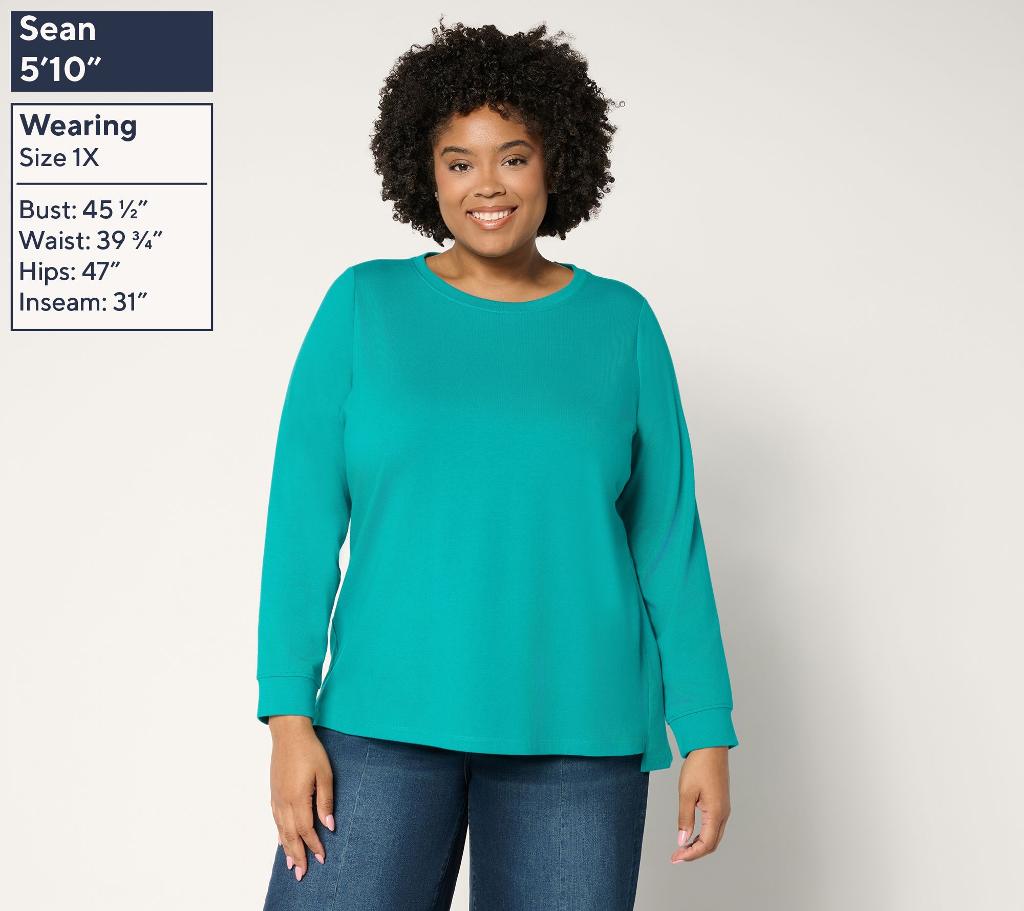 Denim & Co. Essentials Perfect Jersey Crew Neck Top