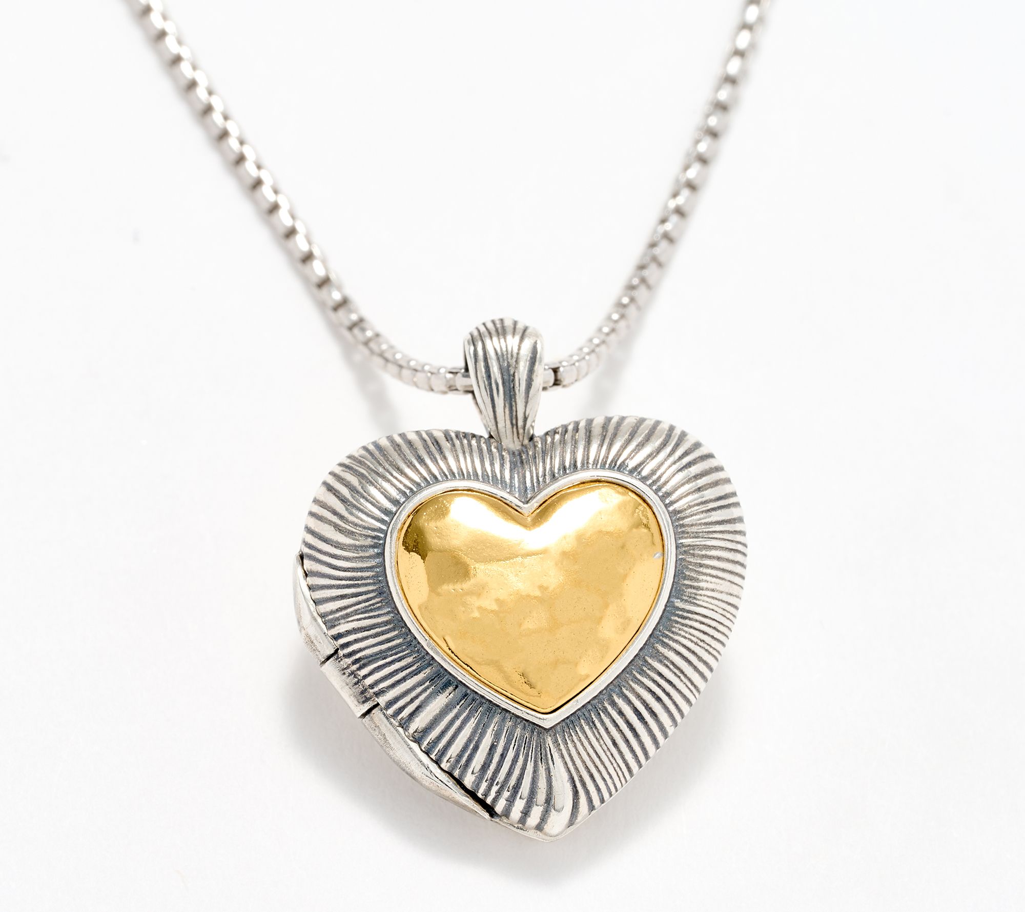 Or Paz Sterling Silver Two-Tone Heart Shaped Locket Necklace