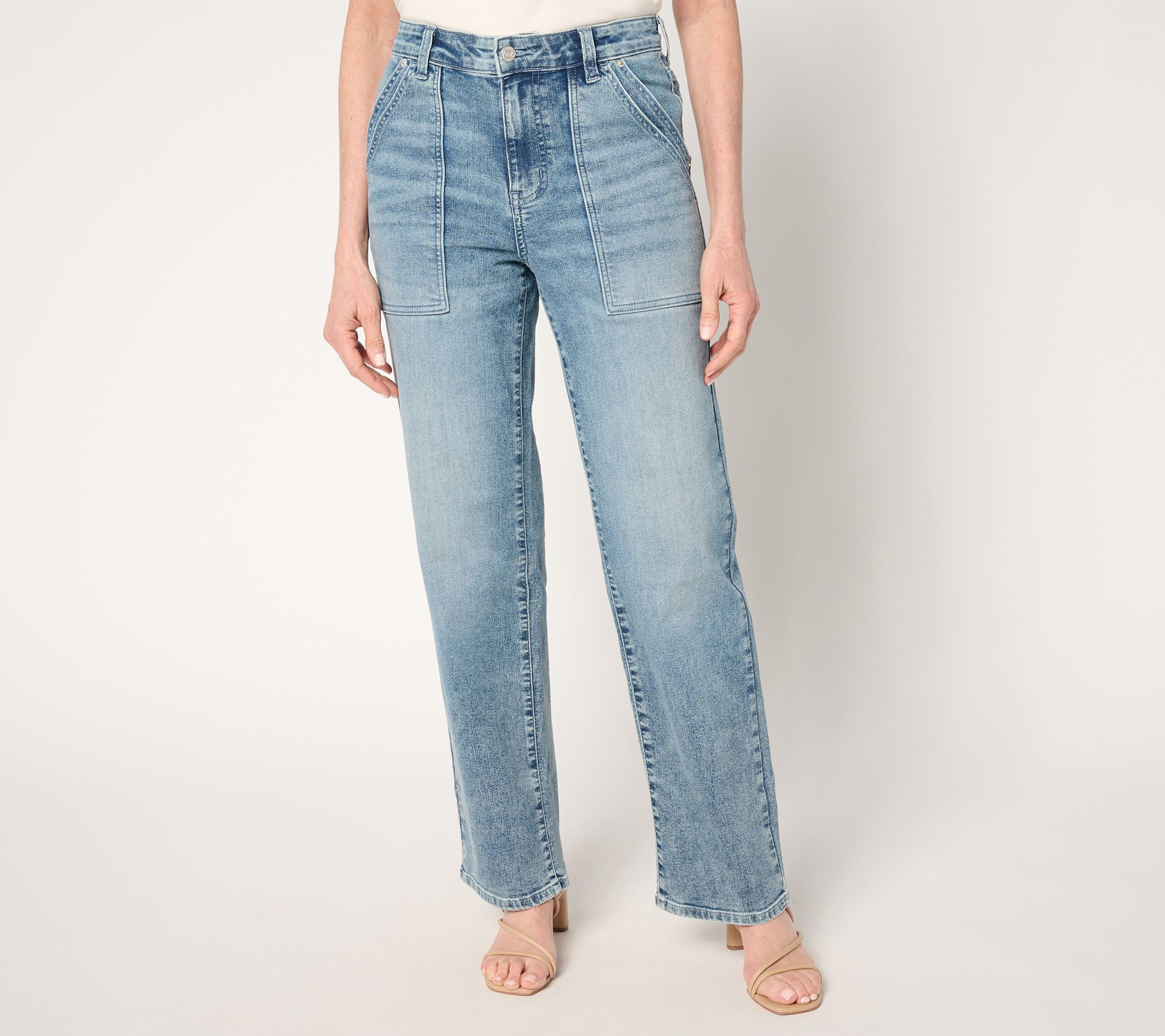 Me by Jennie Garth Petite Indigo Utility Straight Leg Jeans