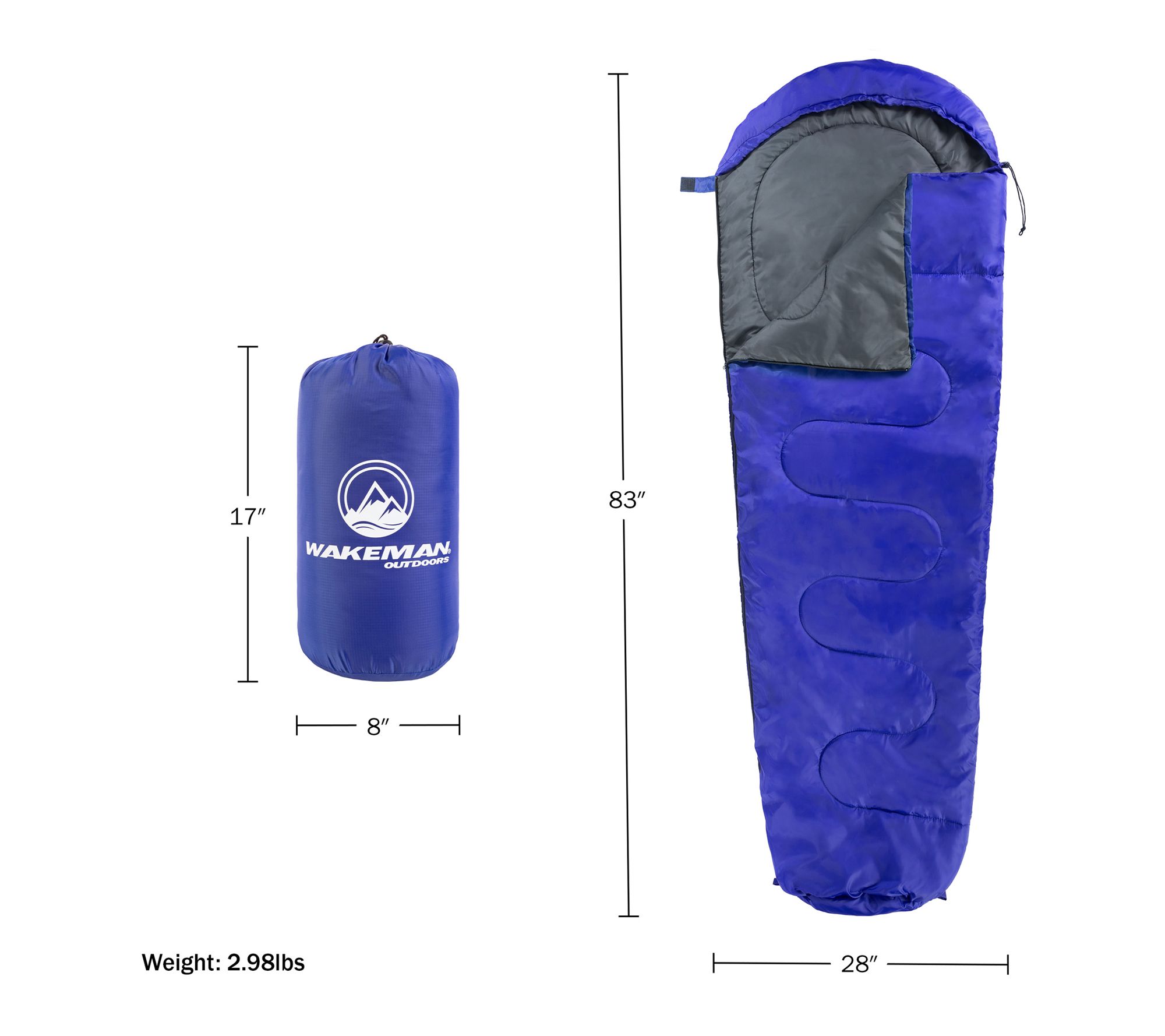 Wakeman Mummy Sleeping Bag Cold Weather Rated 25F Waterproof