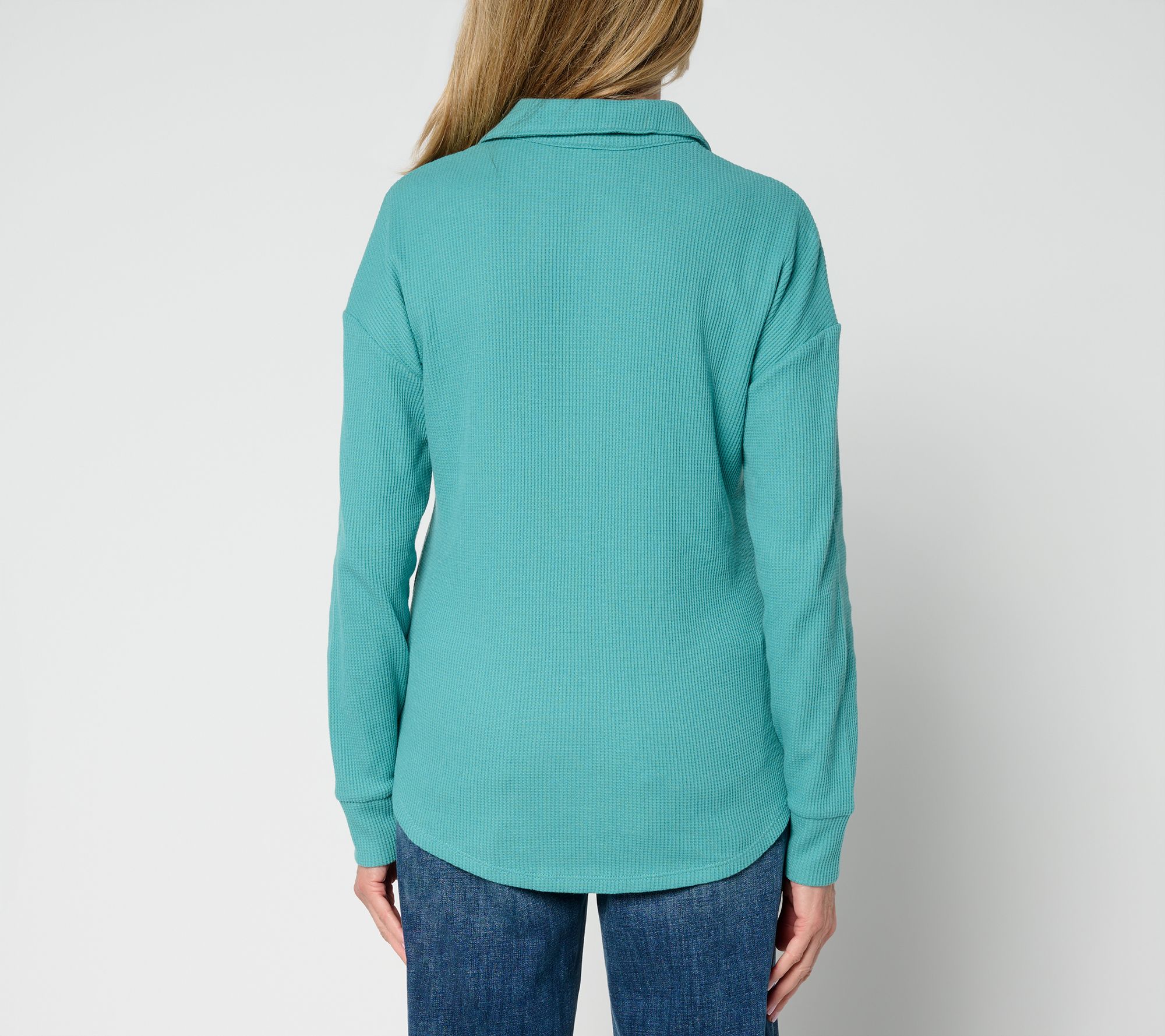Belle by Kim Gravel Micro Waffle Horn Button Henley Top