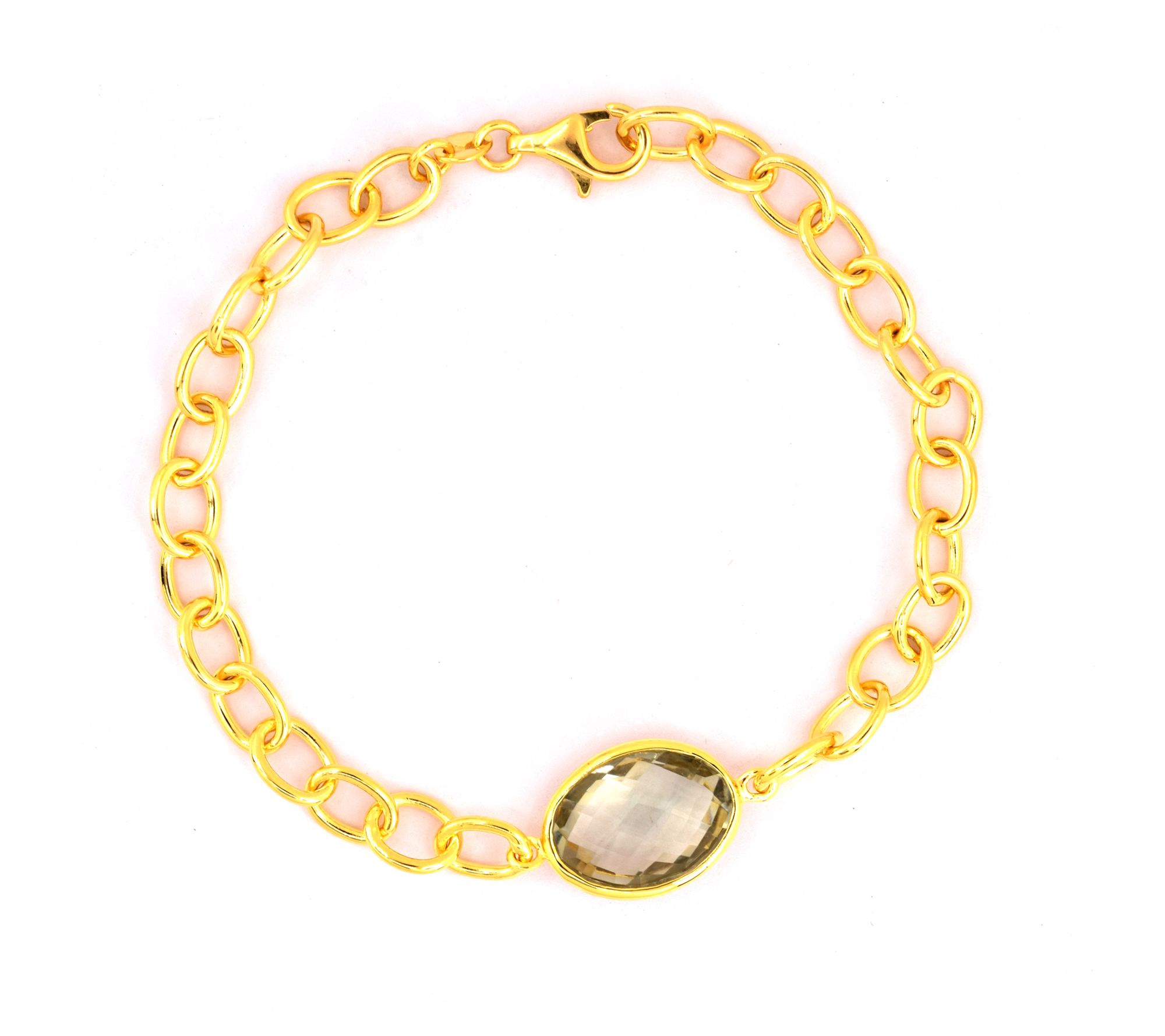 Affinity Gems Prasiolite Bracelet, 14K Gold Plated