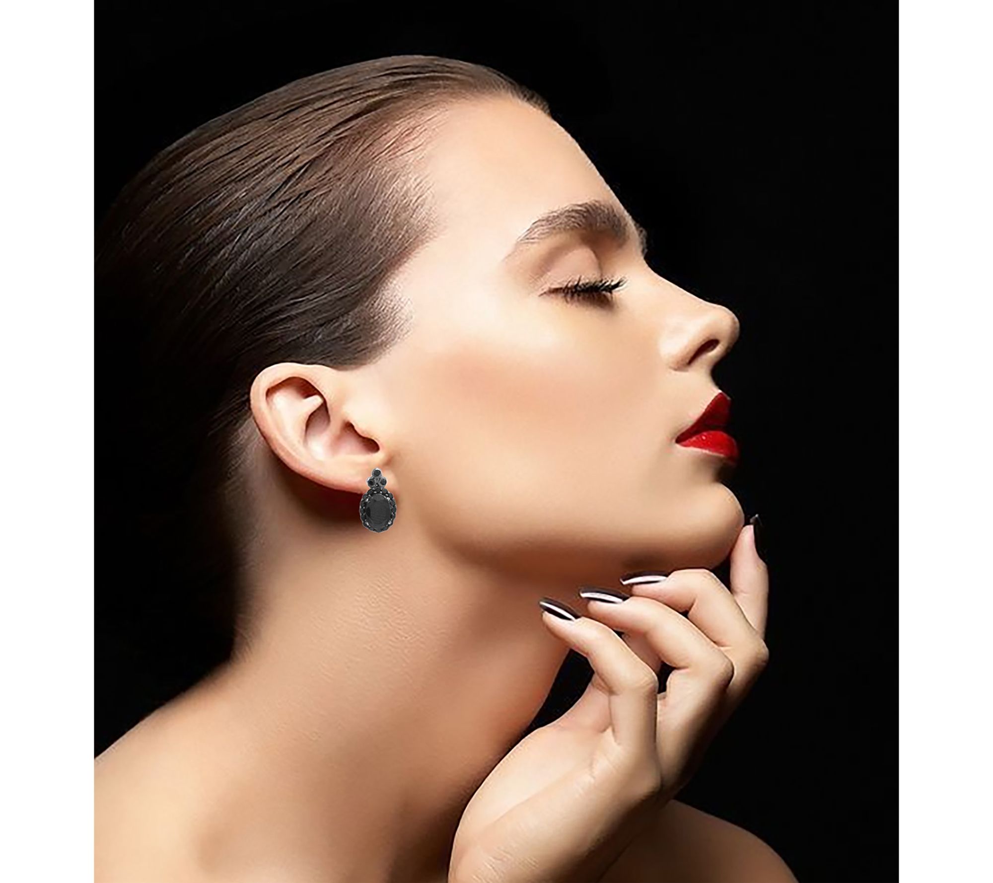 Affinity Gems Black Spinel Stud Earrings, Sterling Silver