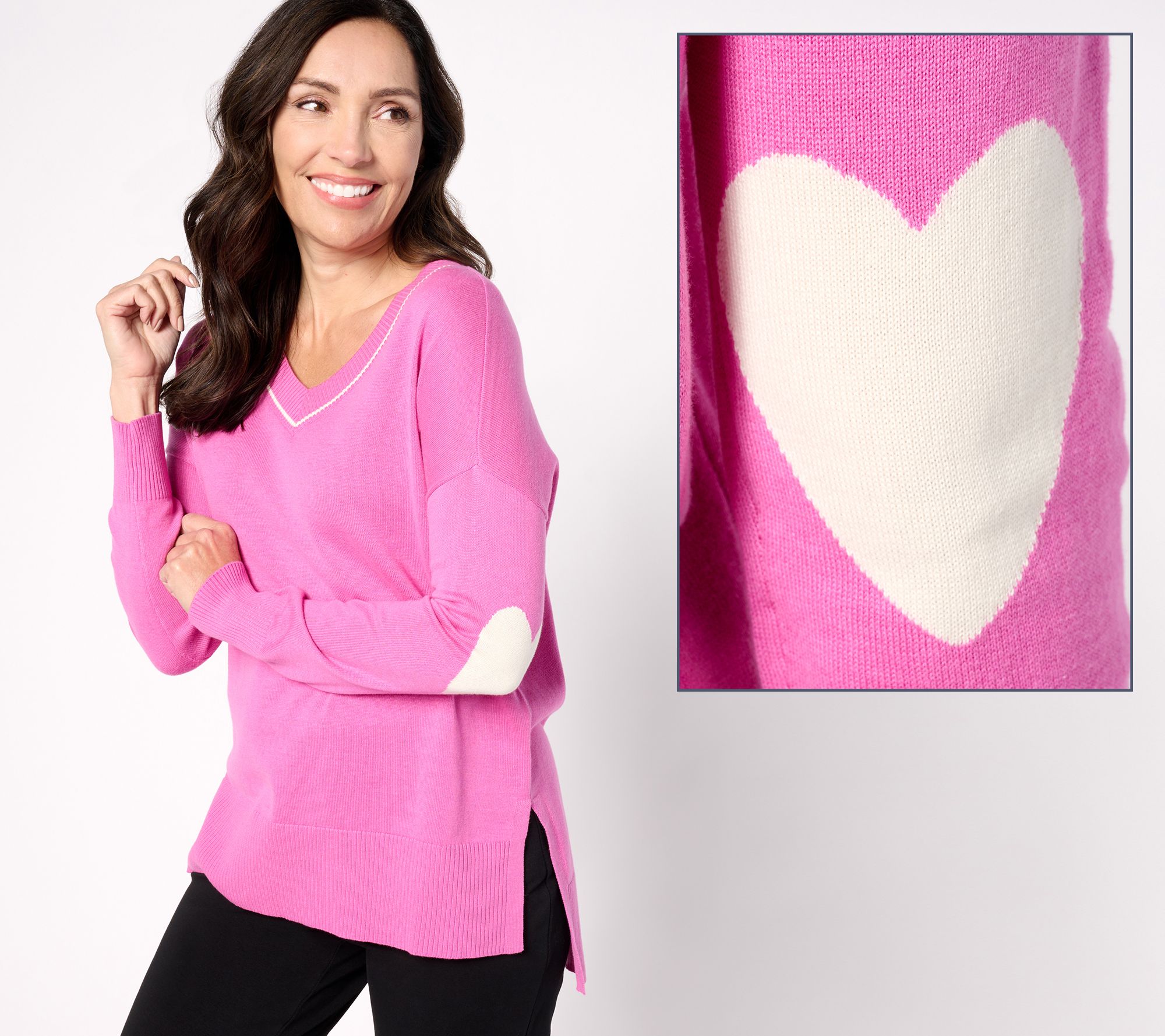 Studio Park x Amy Stran V-Neck Heart Sleeve Sweater