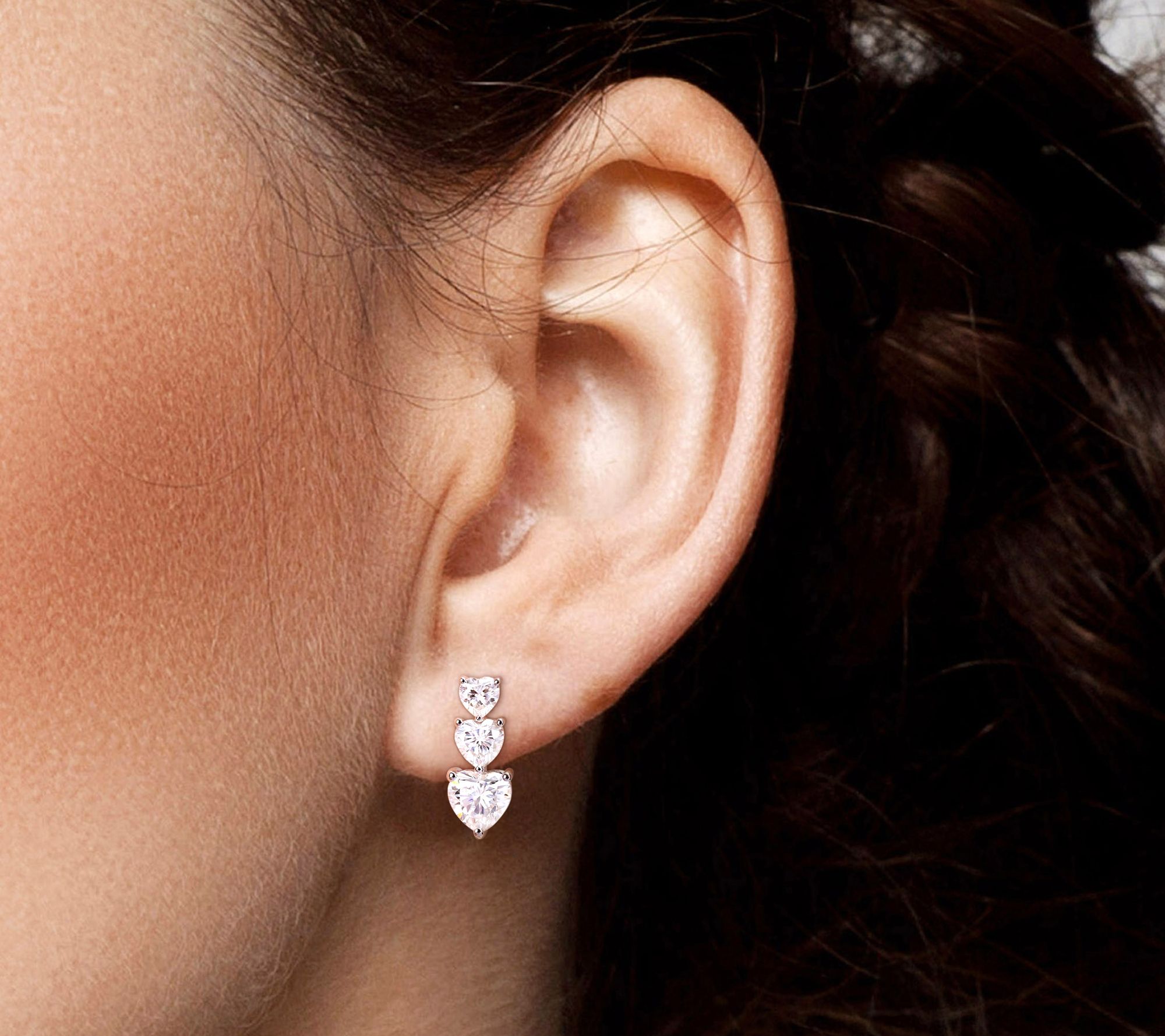 MoissanIce Moissanite Heart Earrings & Necklace Set, Sterling