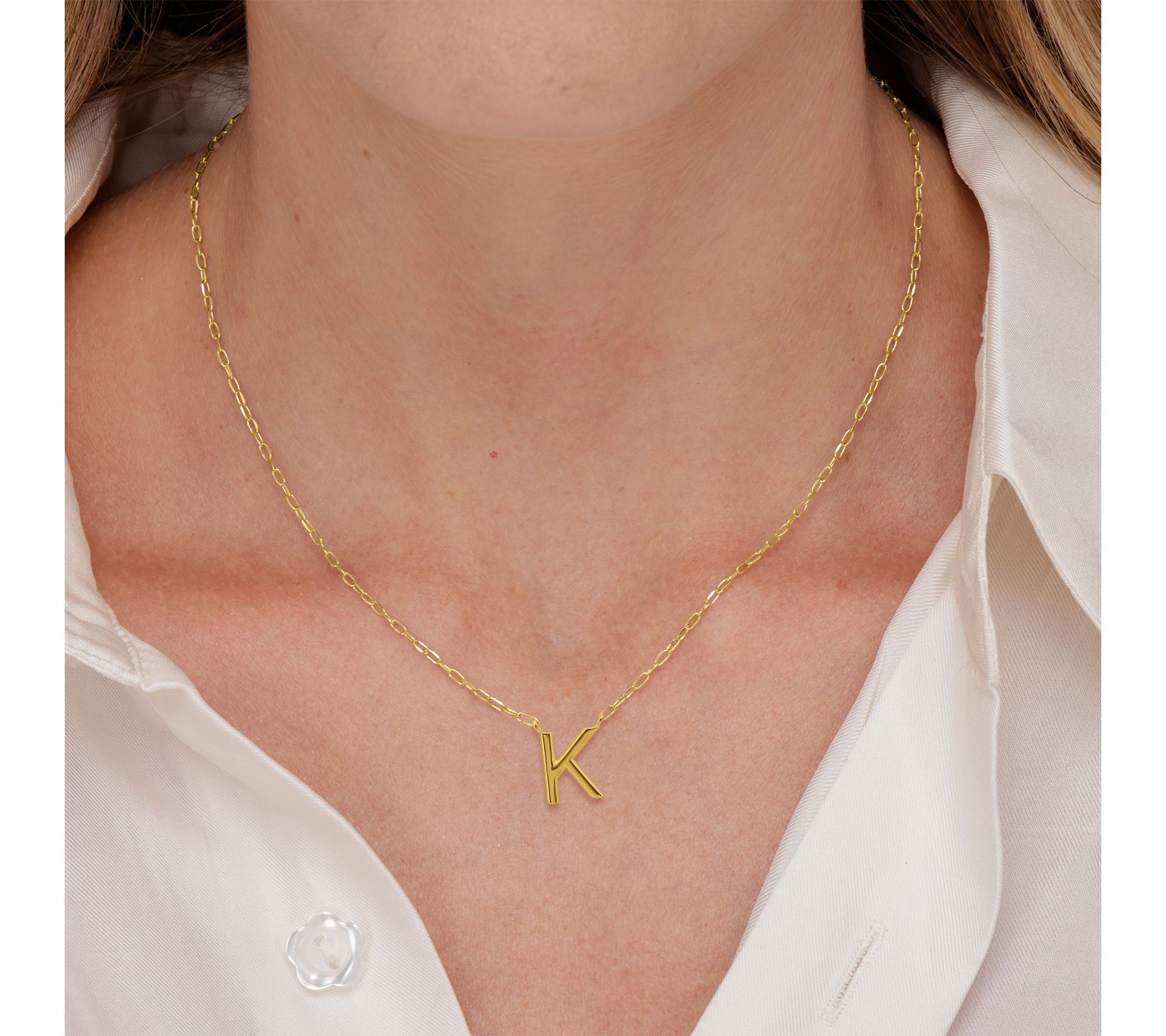 Or Paz Initial Letter Personalized Gold PlatedNecklace