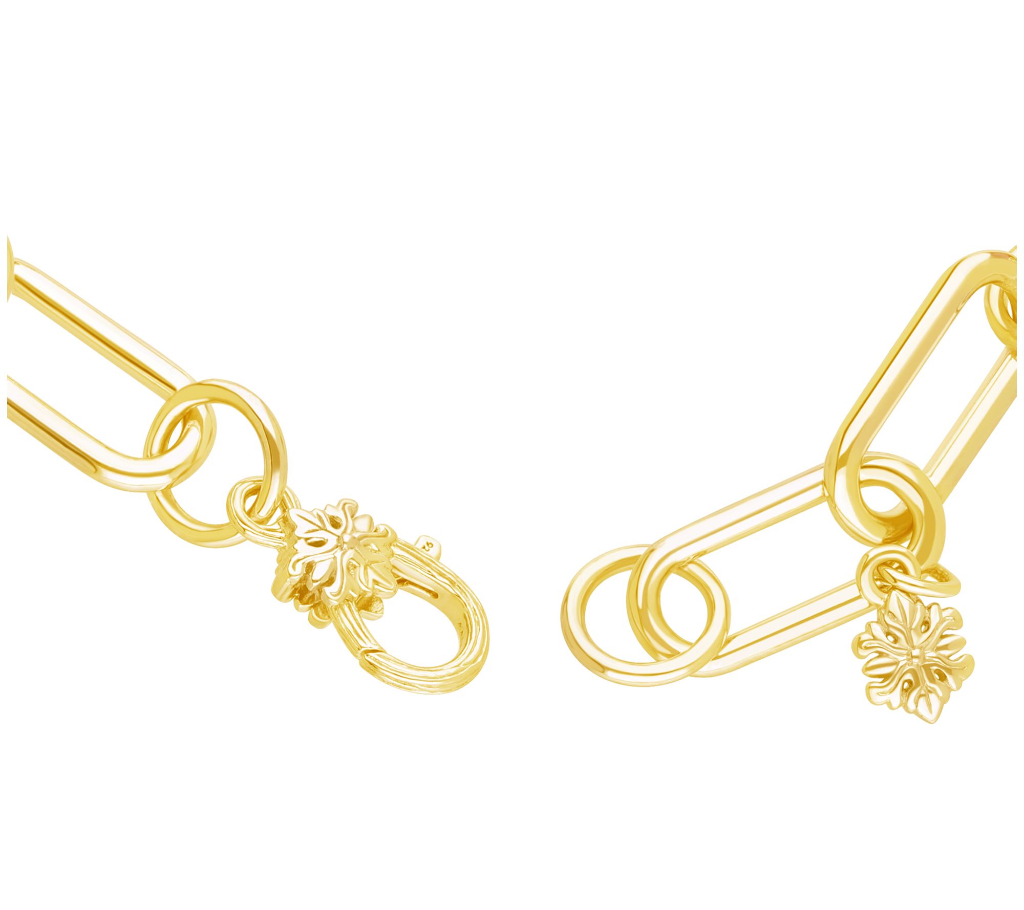 Ariva 18K Gold Clad Paperclip Link Gemstone Bead Bracelet