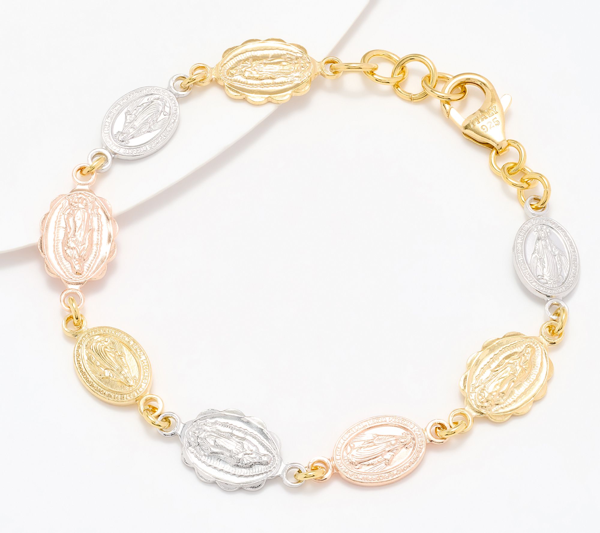 David Markstein Sterling Religious Medallion Line Bracelet